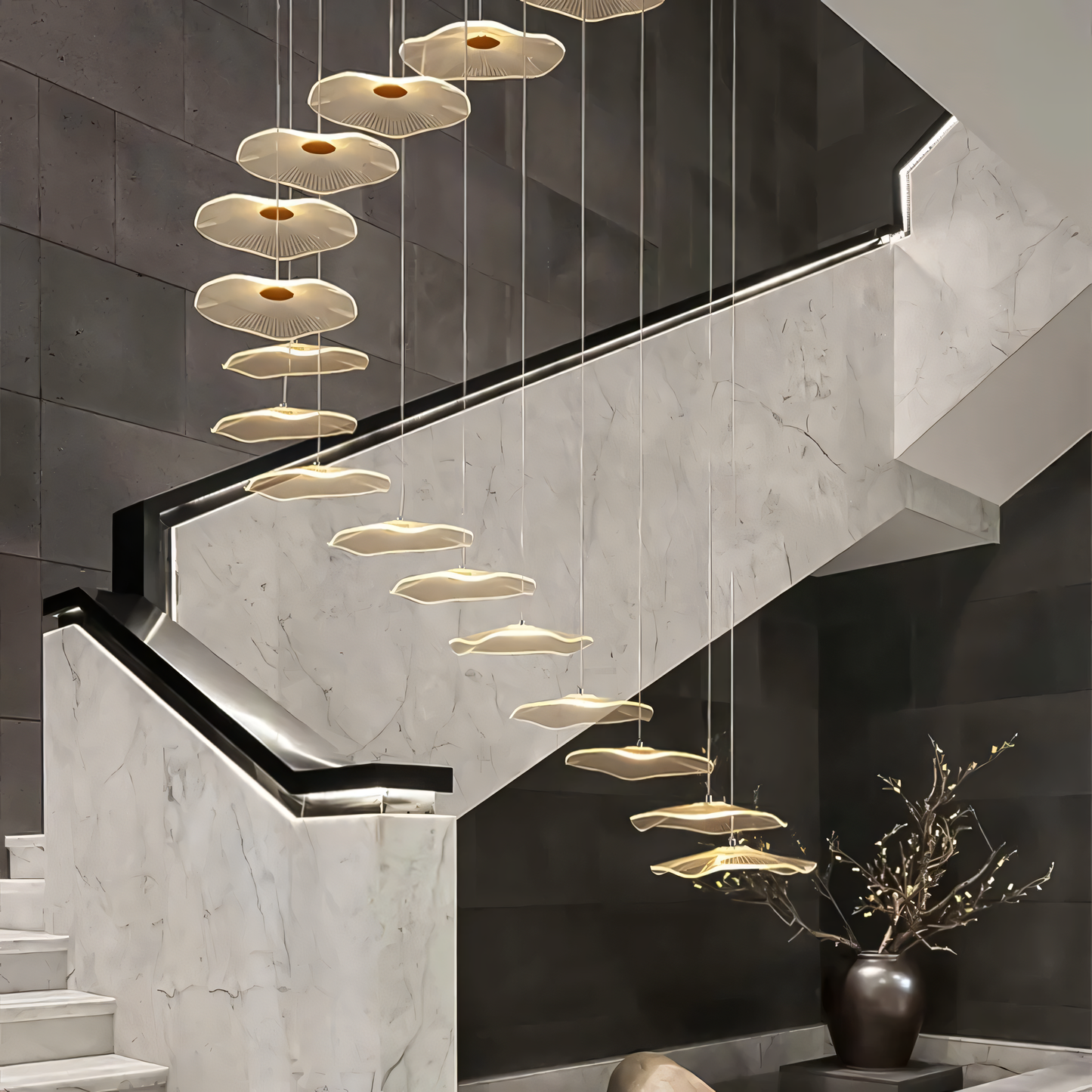 Soft, ambient glow of the LED lighting in the living space