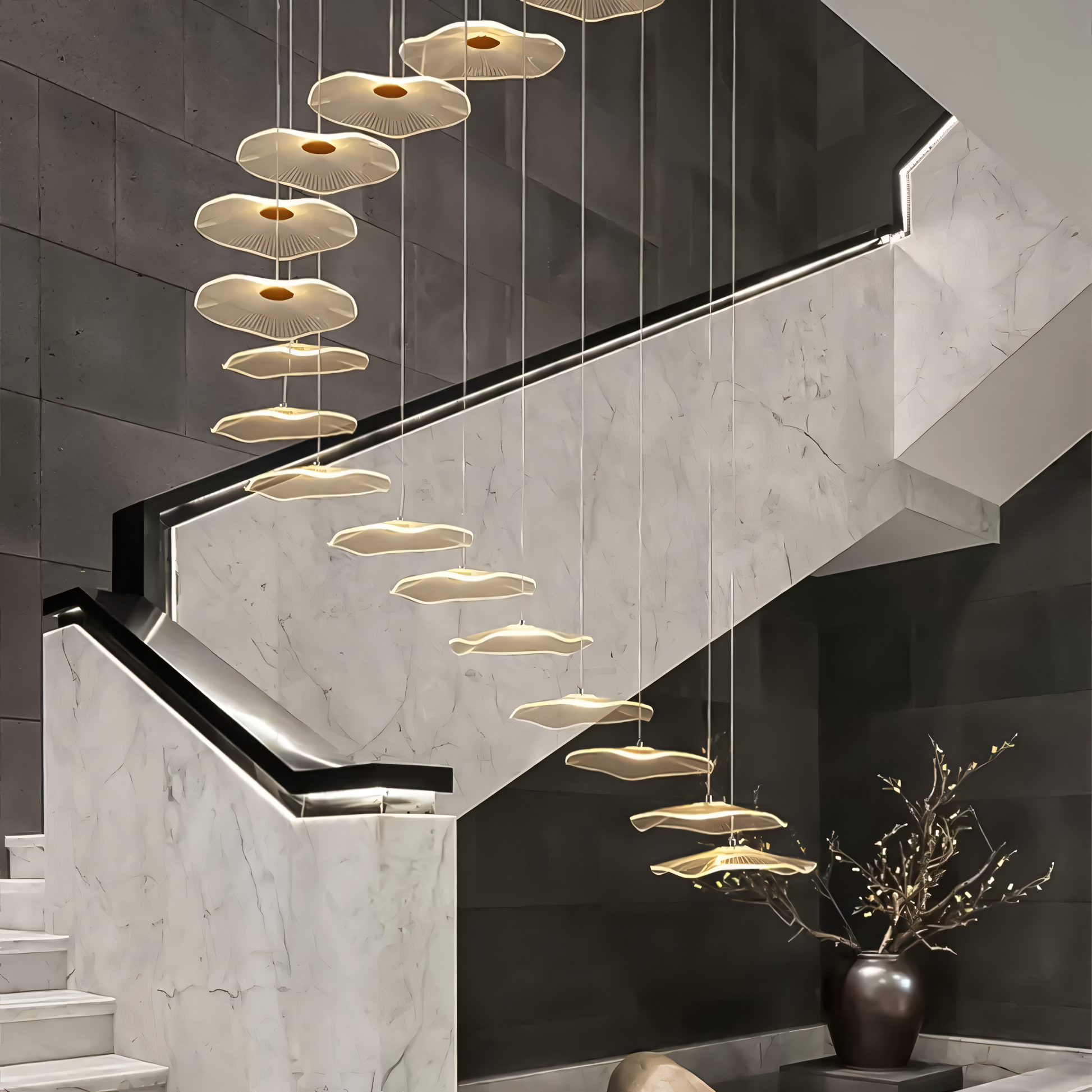 Soft, ambient glow of the LED lighting in the living space