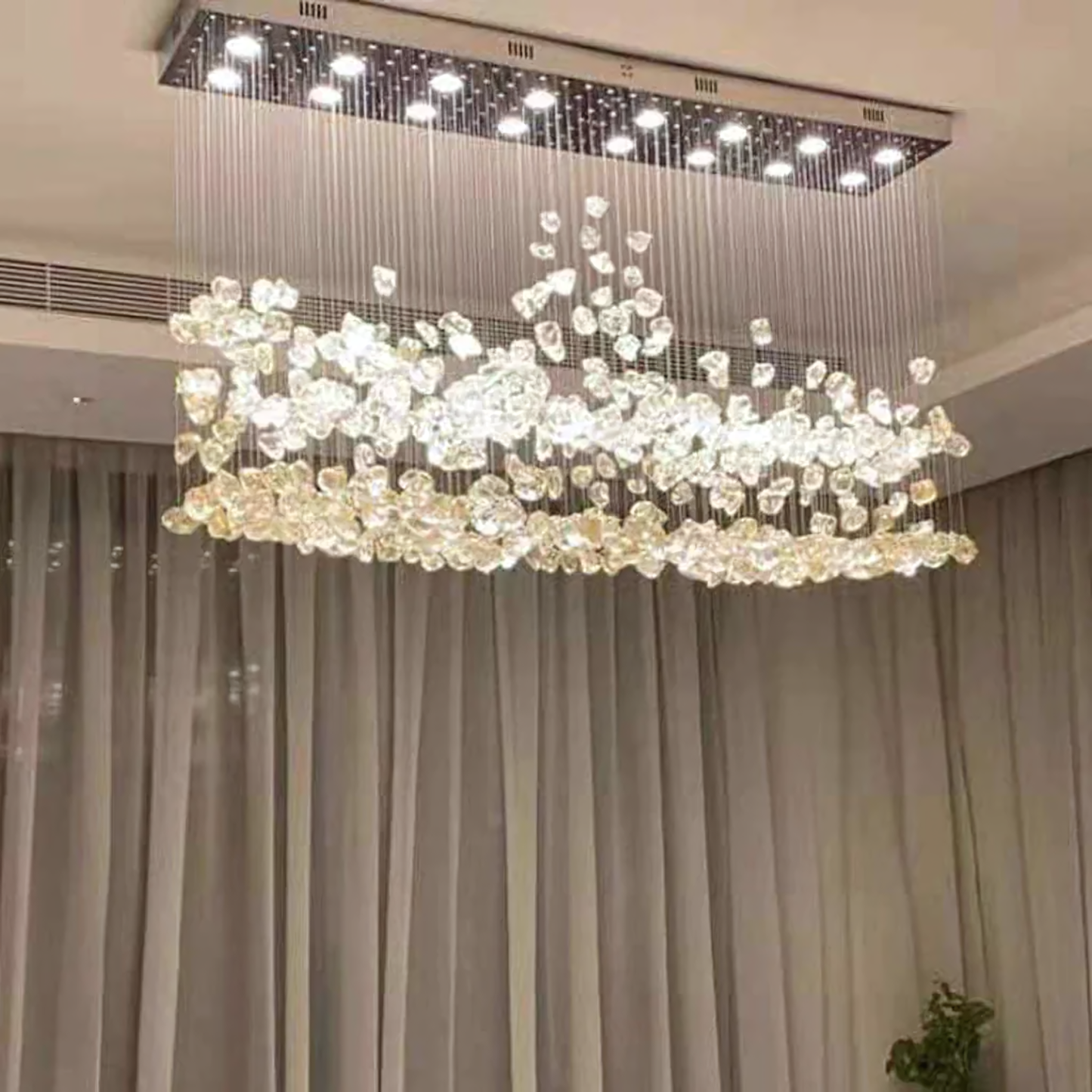 Sleek, contemporary design of the Falling Star Chandelier