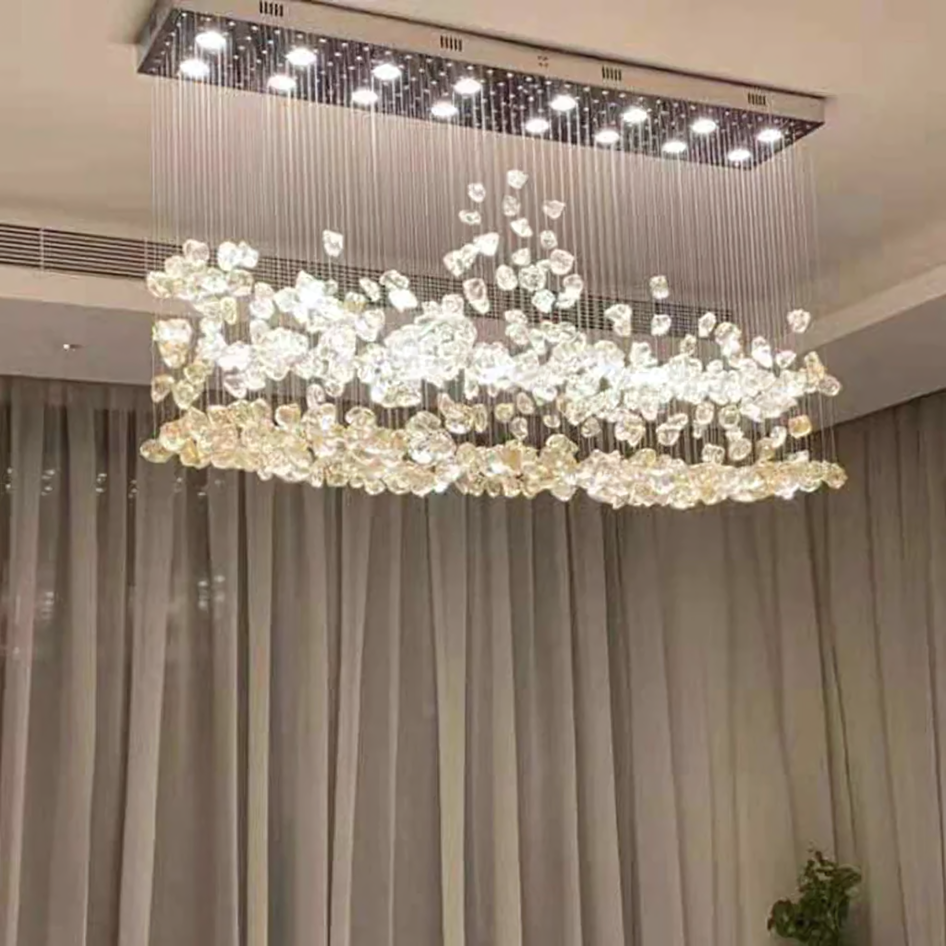 Sleek, contemporary design of the Falling Star Chandelier