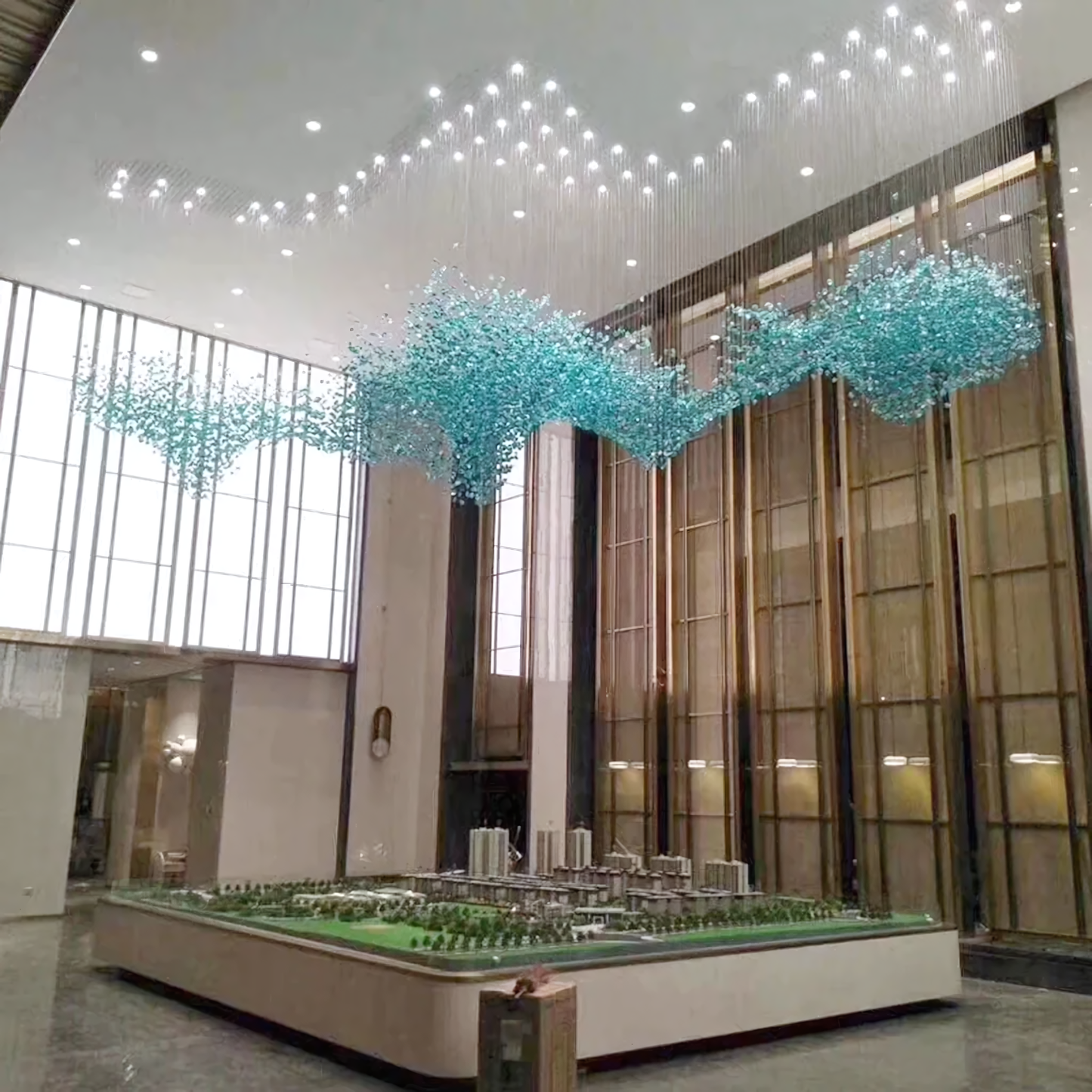 Warm, dazzling glow of the Falling Star Chandelier in the Golden Castle