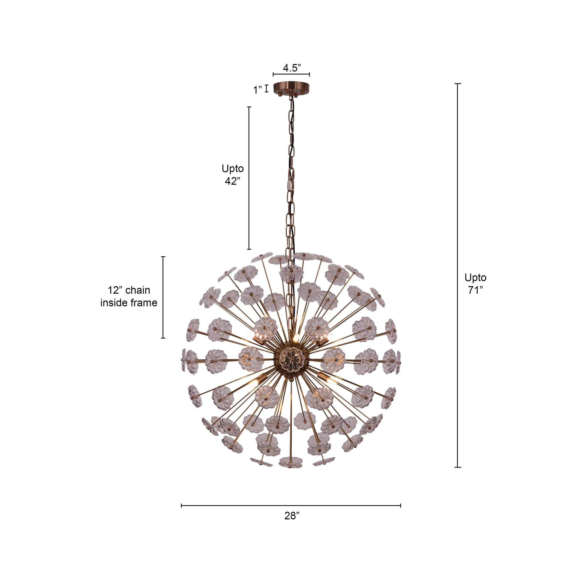 Flower Power Chandelier in gold finish