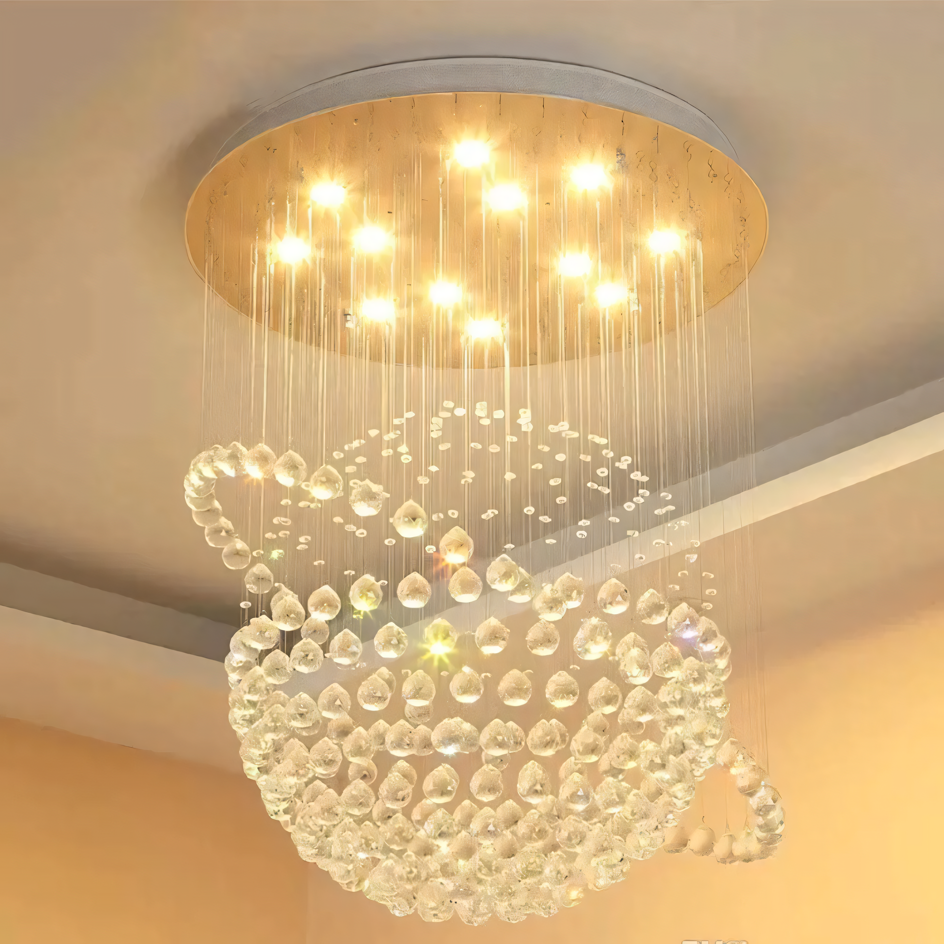 Captivating cosmic-themed flush mount crystal chandelier