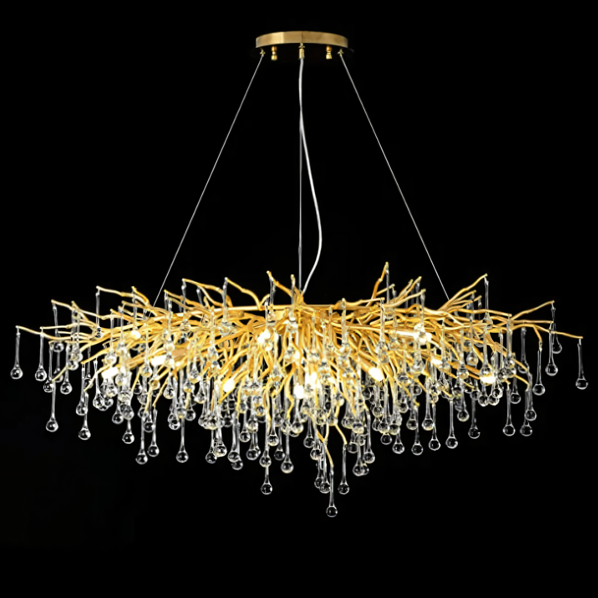 Angular silhouette of the contemporary crystal chandelier