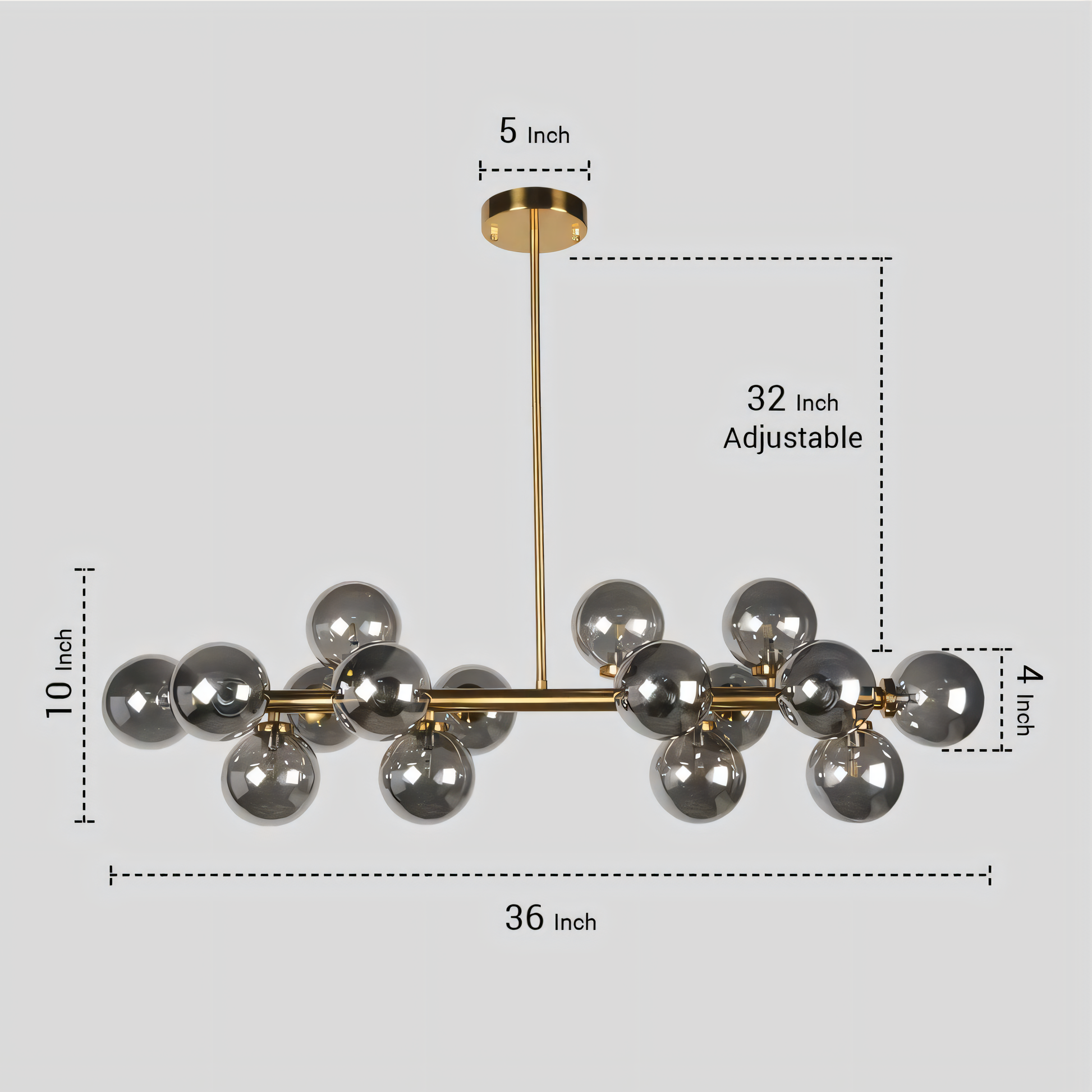 Cascading smoke glass shades catching and refracting the light