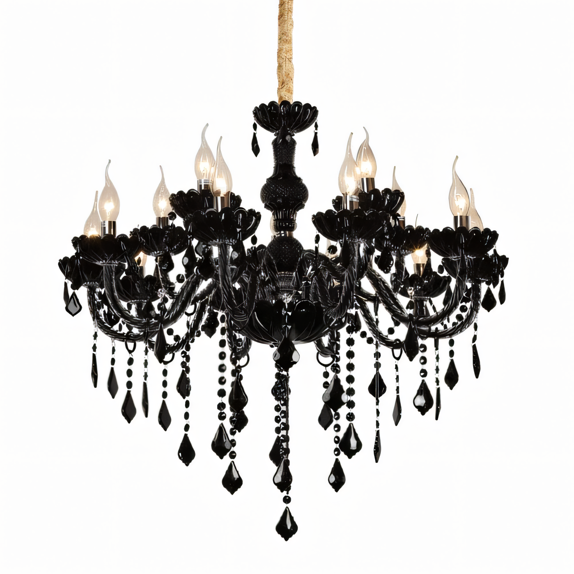Elegant crystal droplets cascading from a sleek black frame