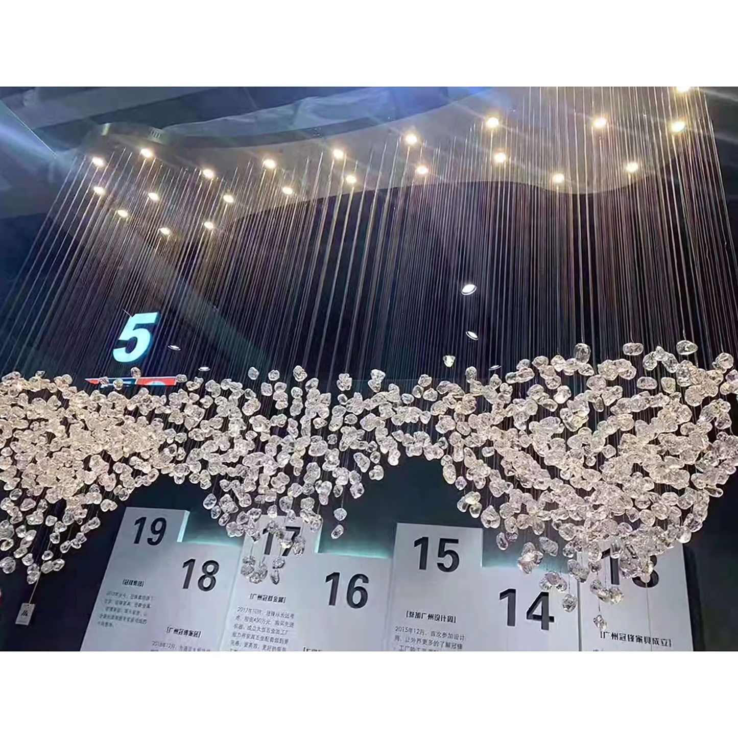 Energy-efficient LED technology of the Falling Star Chandelier