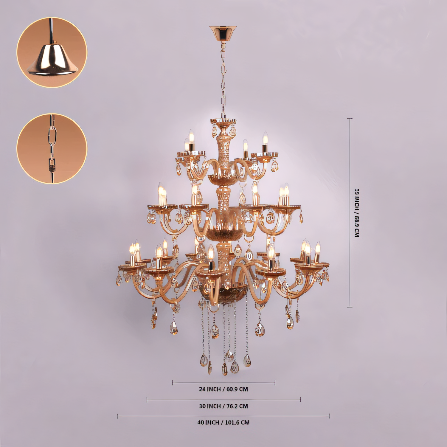 Sophisticated and timeless design of the Amber Crystal Chandelier