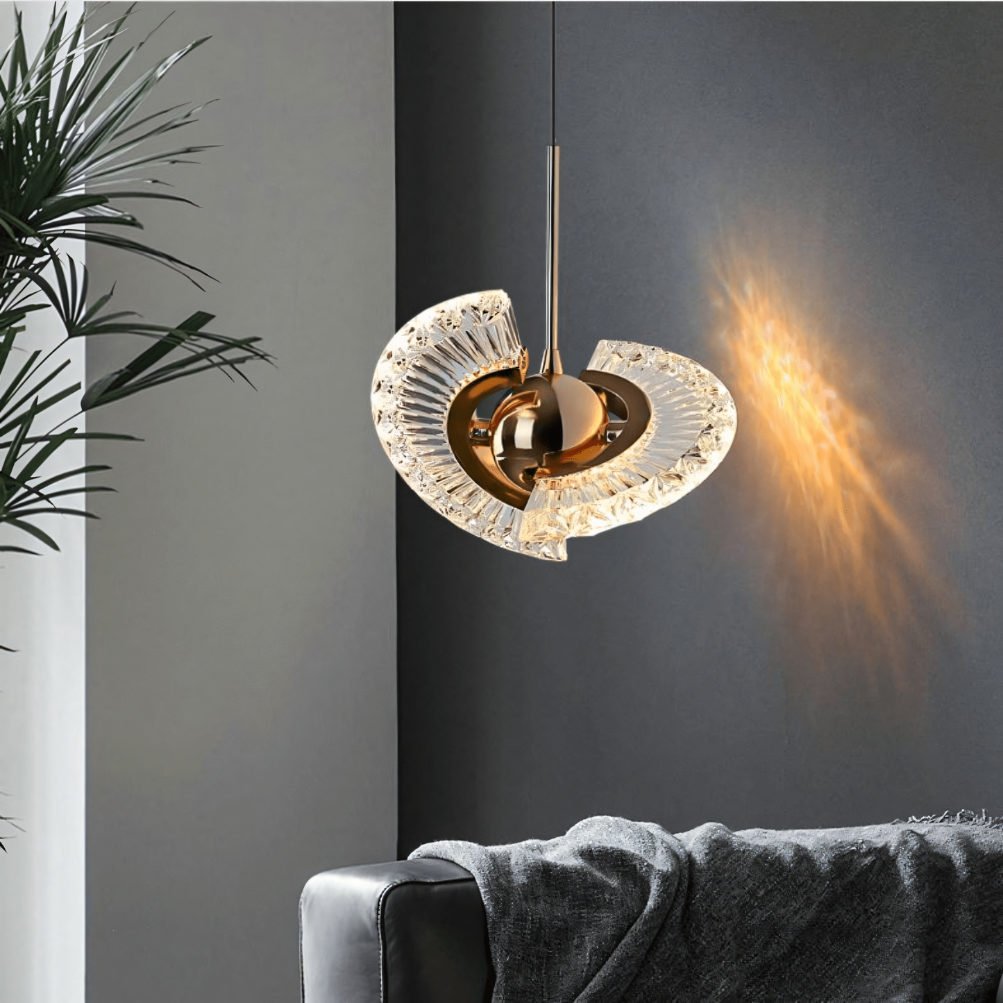 Rotatable LED chandelier that transforms the space with brilliance