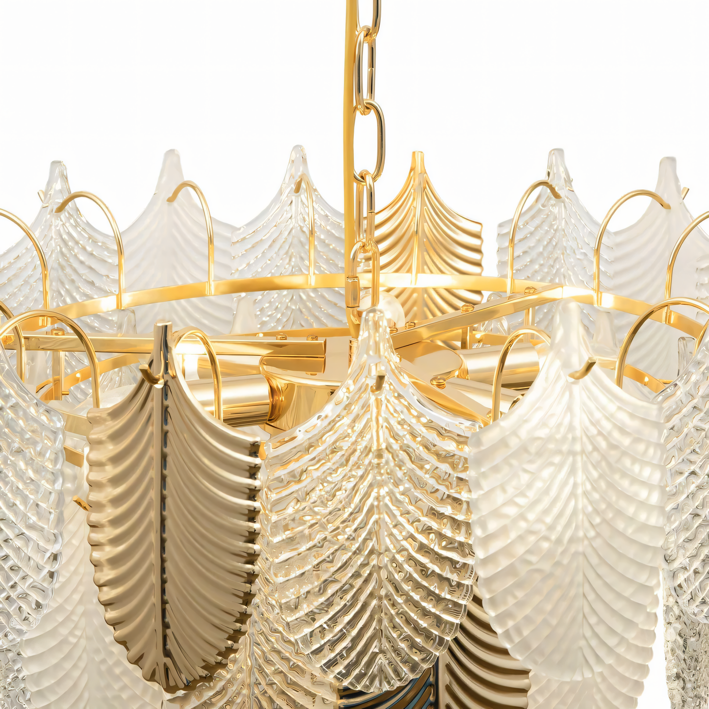 Gratus Luxe White Glass Leaf Chandelier