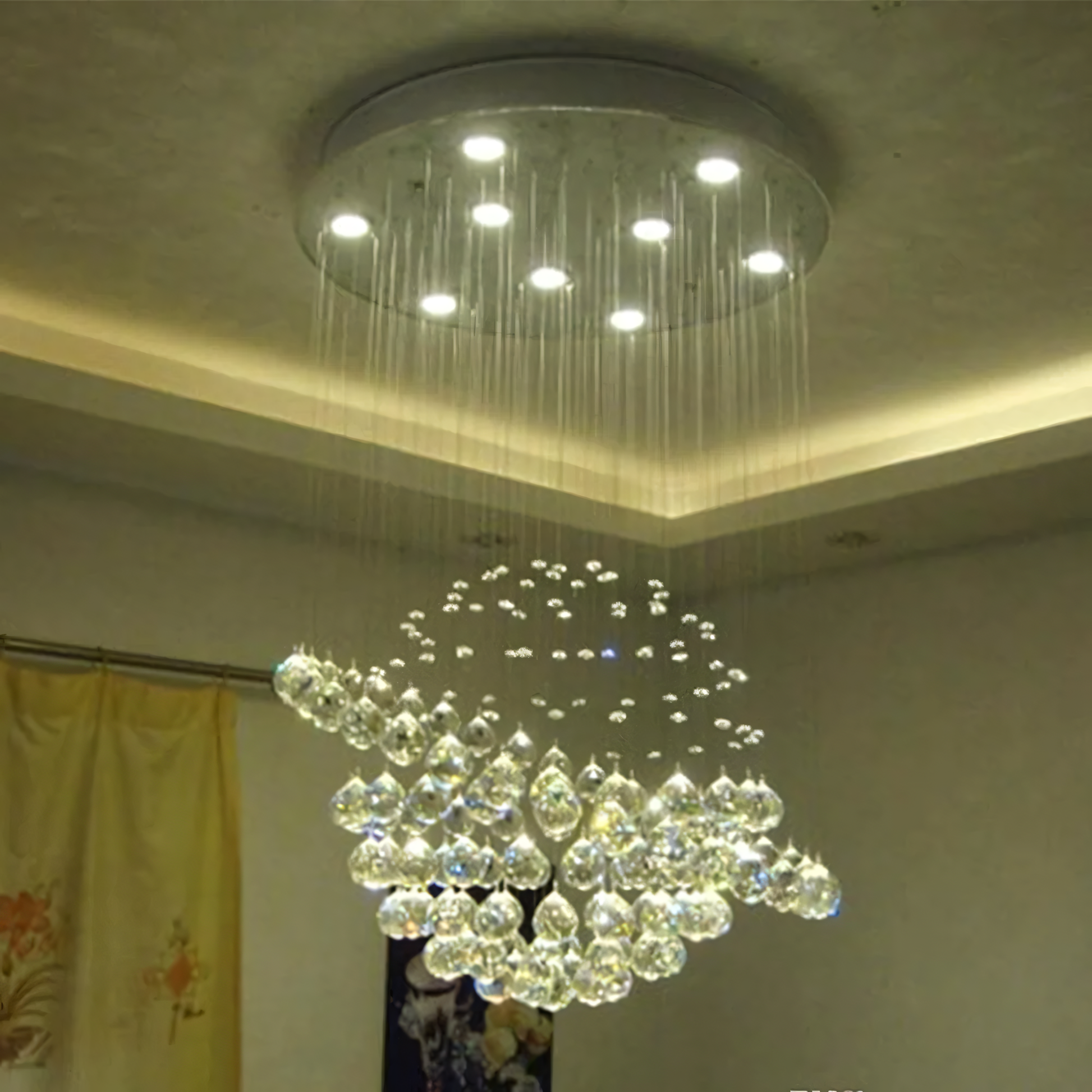 Sleek circular metal frame in contemporary chandelier design
