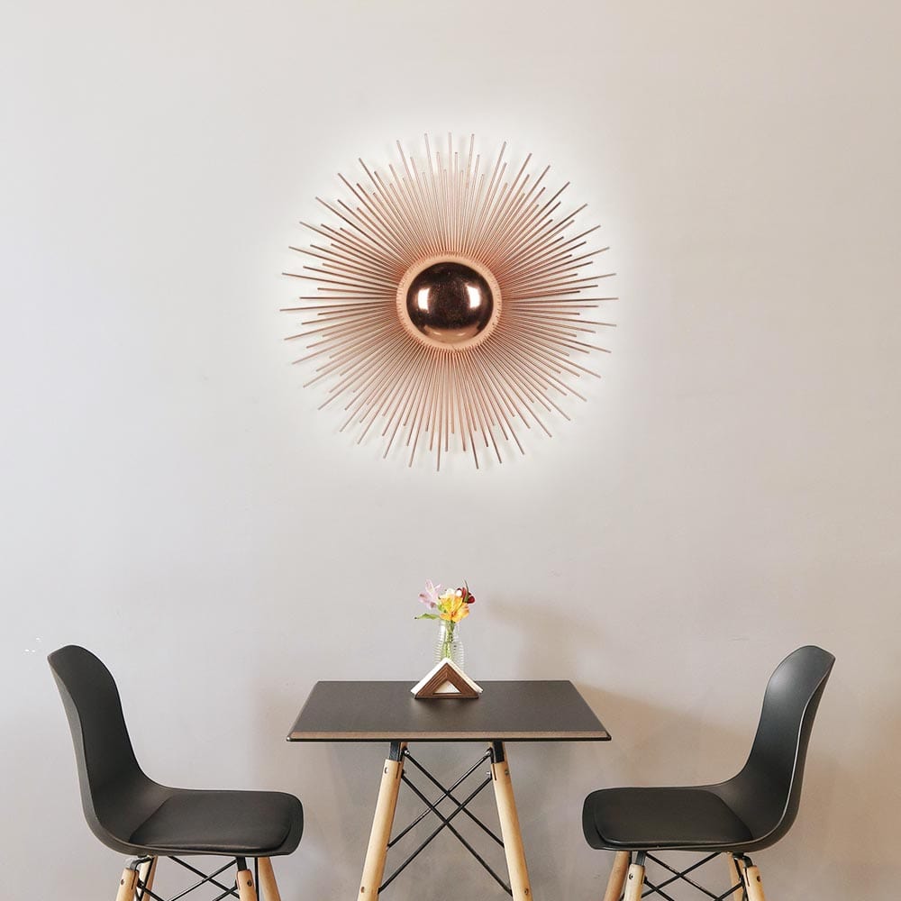 Copper wall fixture, flickering radiance, ancient knowledge unveiled.