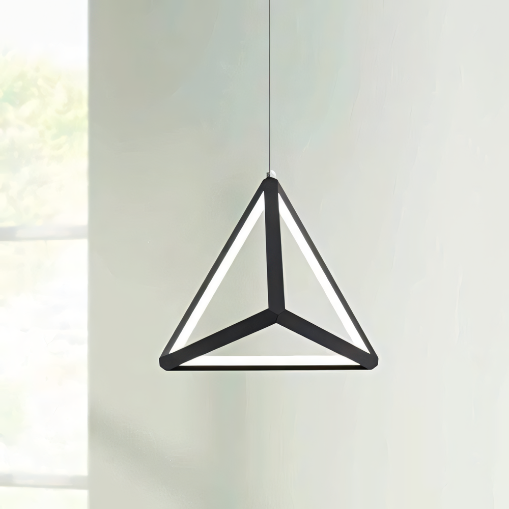 Sophisticated Modern Geometric Triangle Pendant Light in Luxury Hotel Lobby