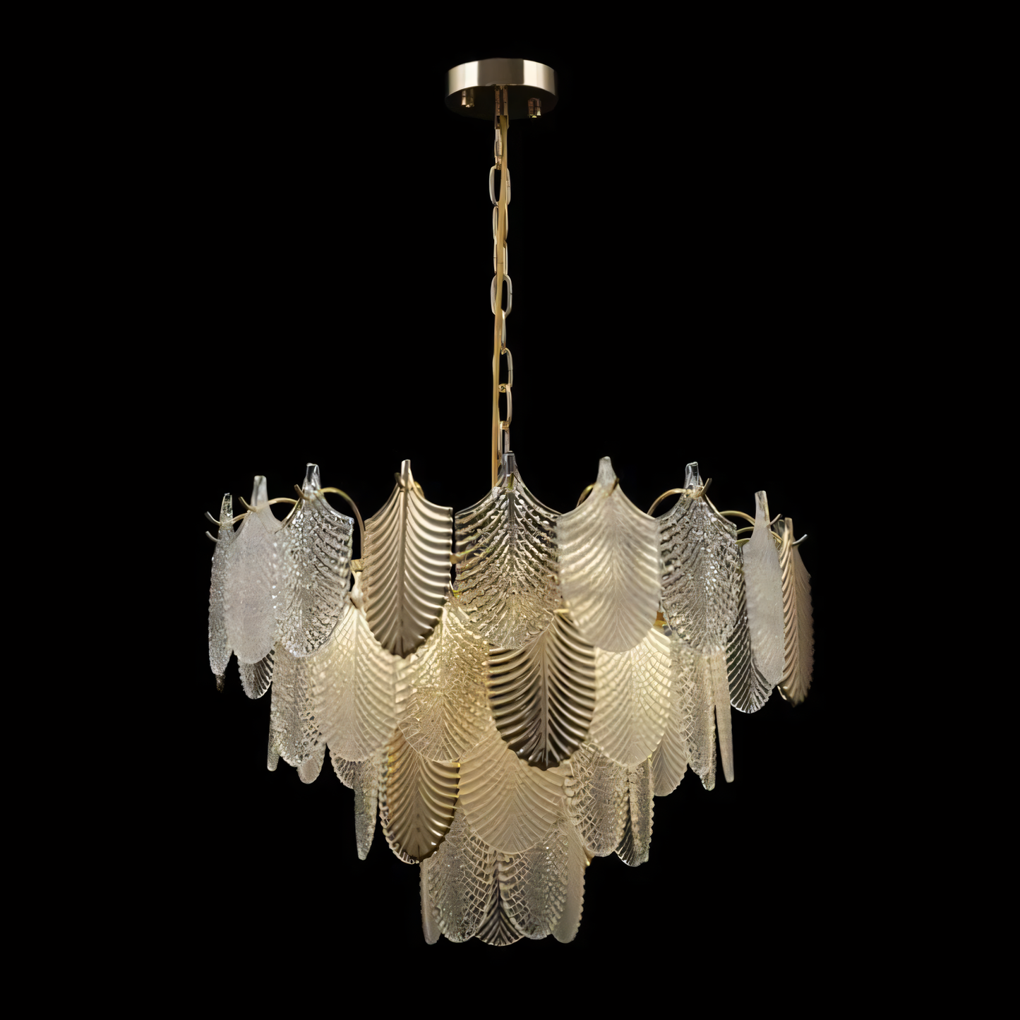 Gratus Luxe White Glass Leaf Chandelier