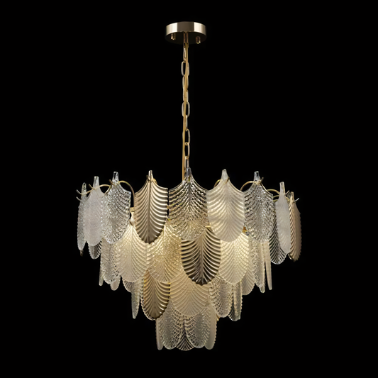 Gratus Luxe White Glass Leaf Chandelier