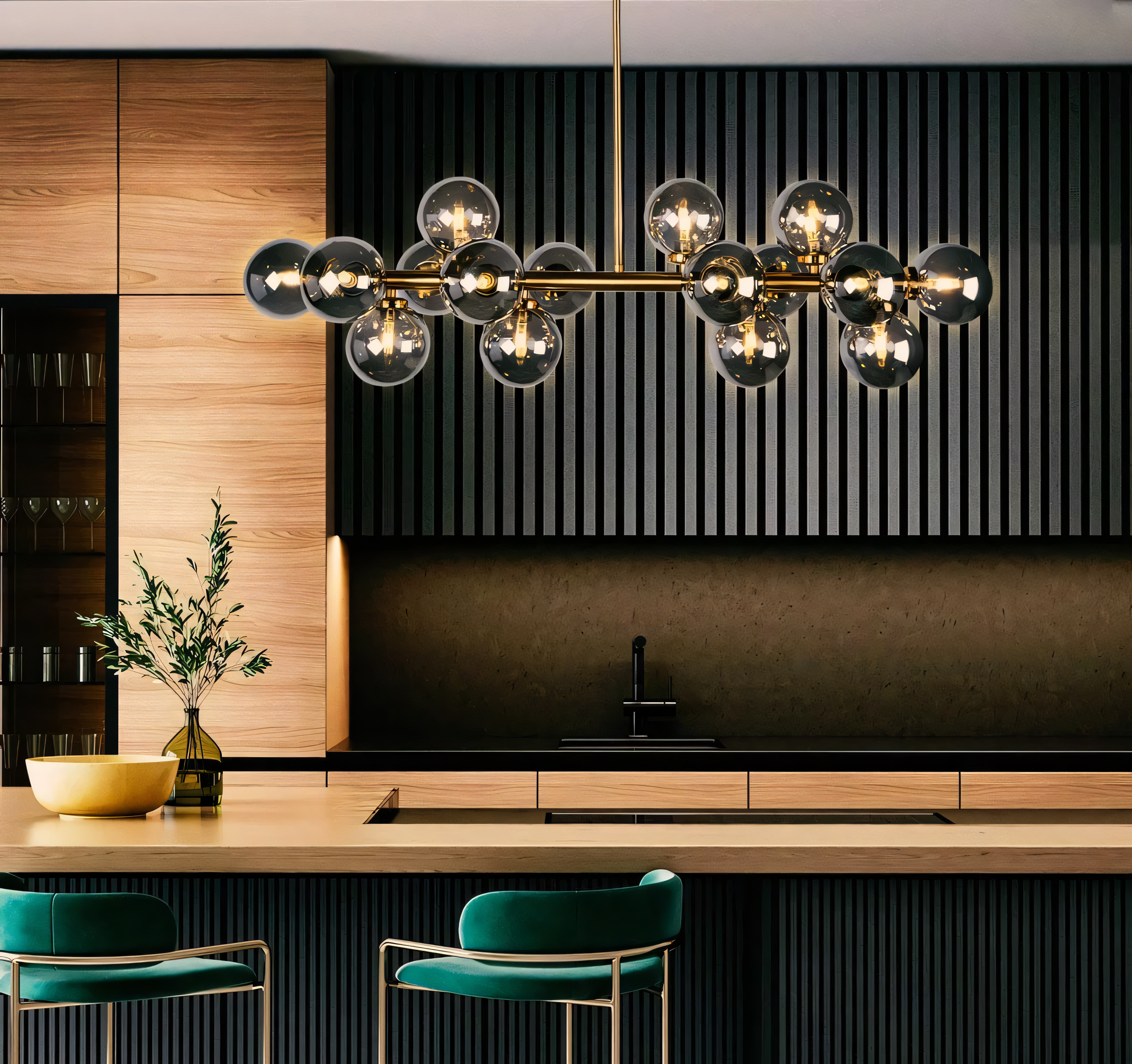 Bellus Catuli Chandelier as the focal point of the dining area