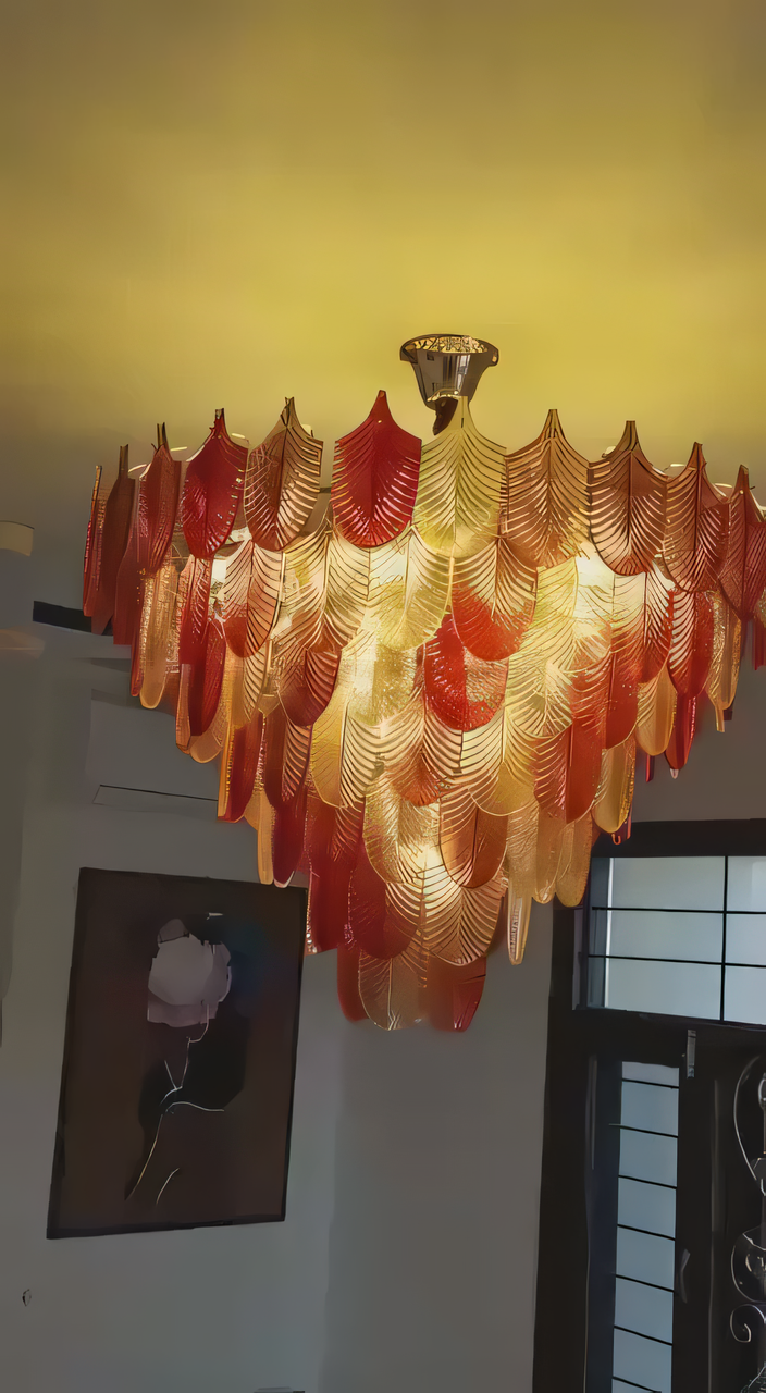Gratus Luxe Tangerine Glass Leaf Chandelier