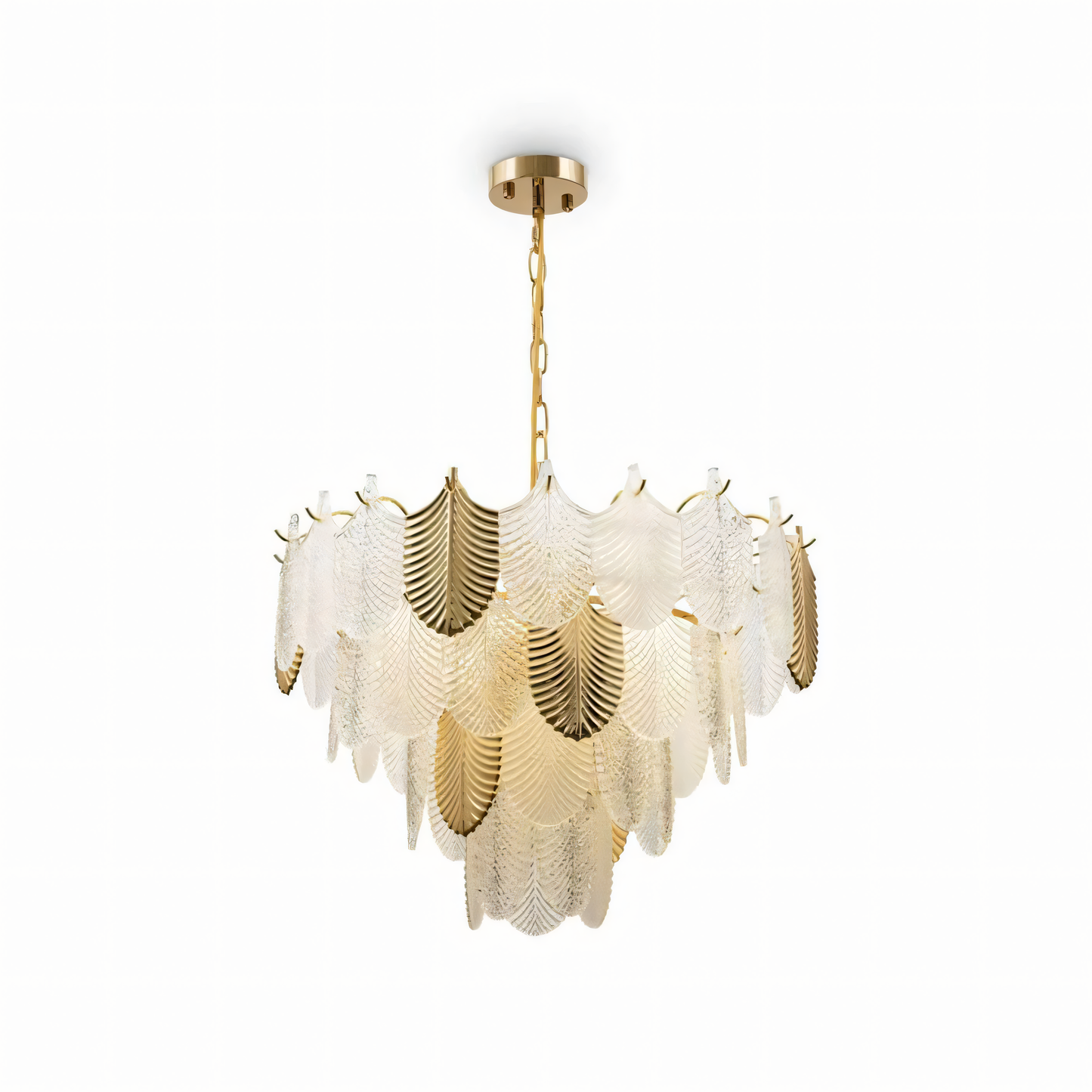 Gratus Luxe White Glass Leaf Chandelier