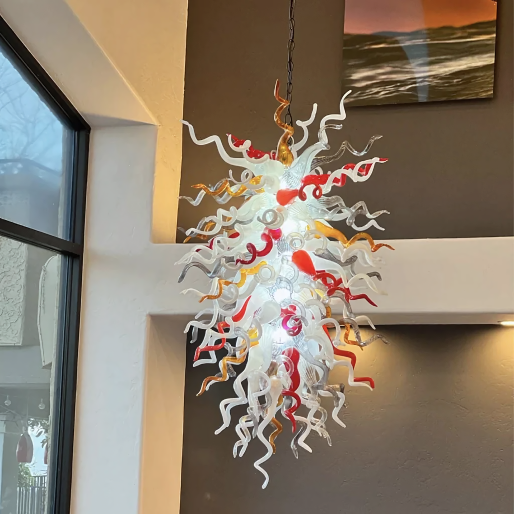 Mesmerizing play of light and shadow from the Chihuly Inspired Chandelier