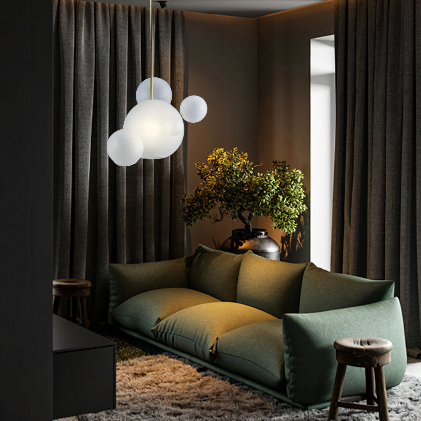 Ethereal Soap Bubble Hanging Light for a Magical Island Villa