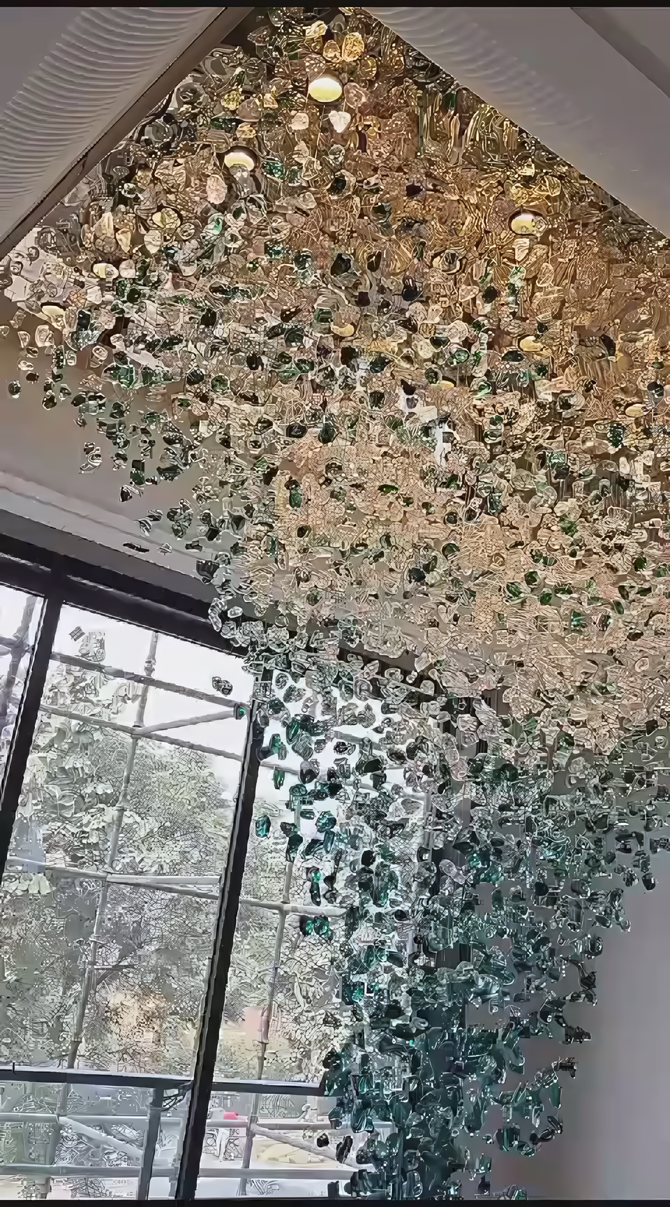 Sleek, contemporary design of the Falling Star Chandelier