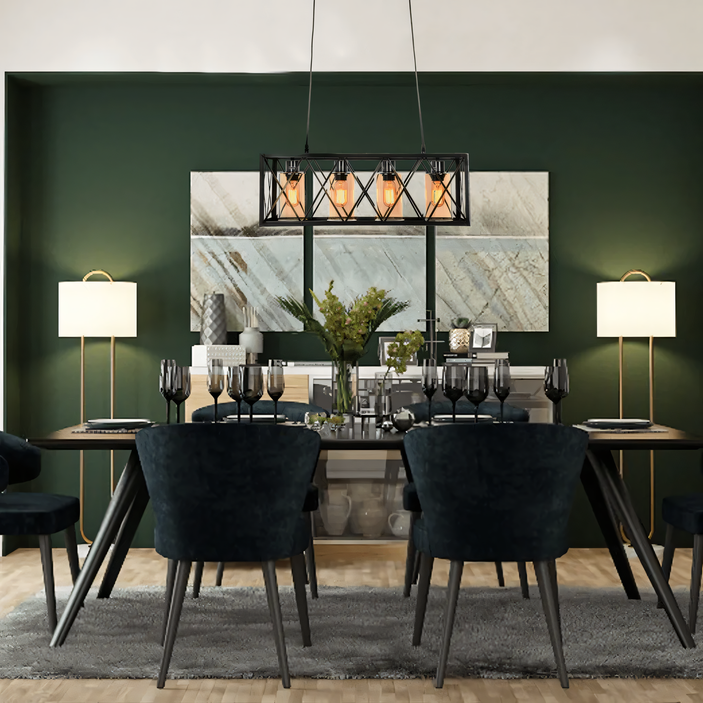 Vincent Dining Hanging Light in a cozy, forest-based home