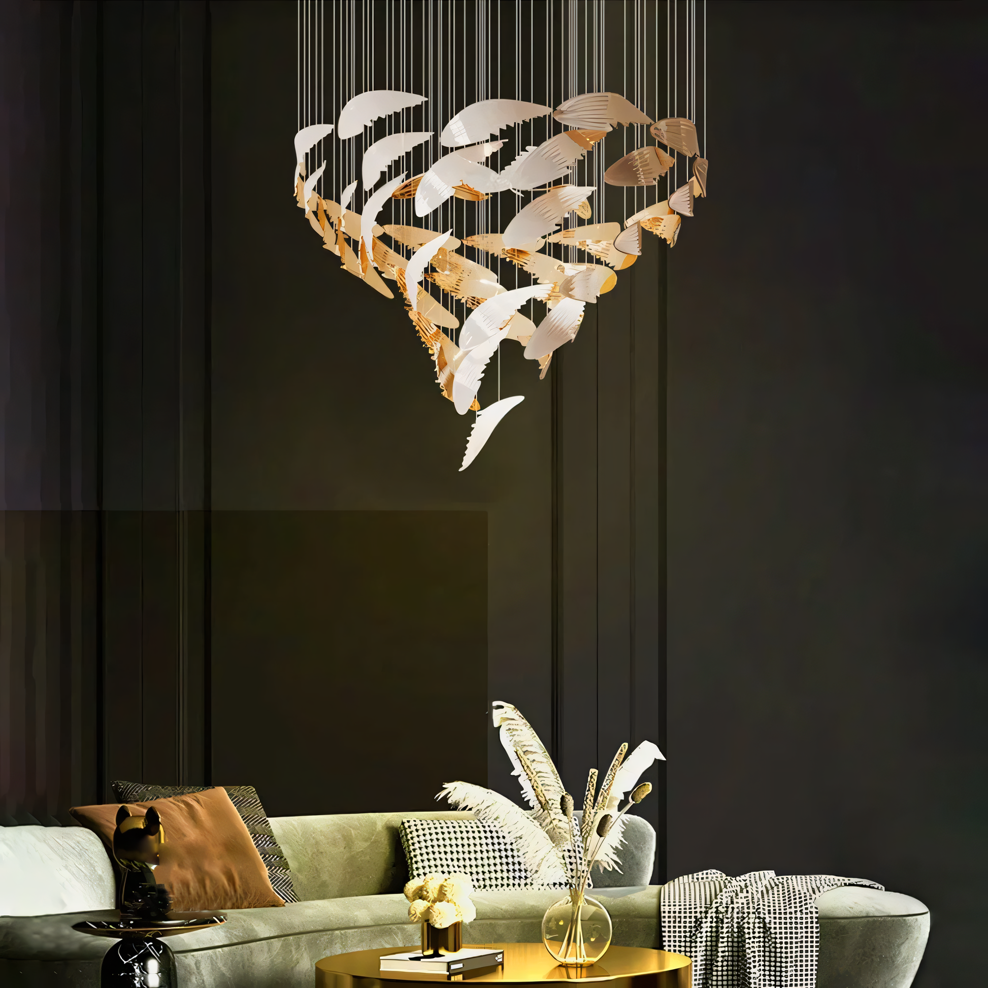 Captivating Flight Feather Chandelier Design