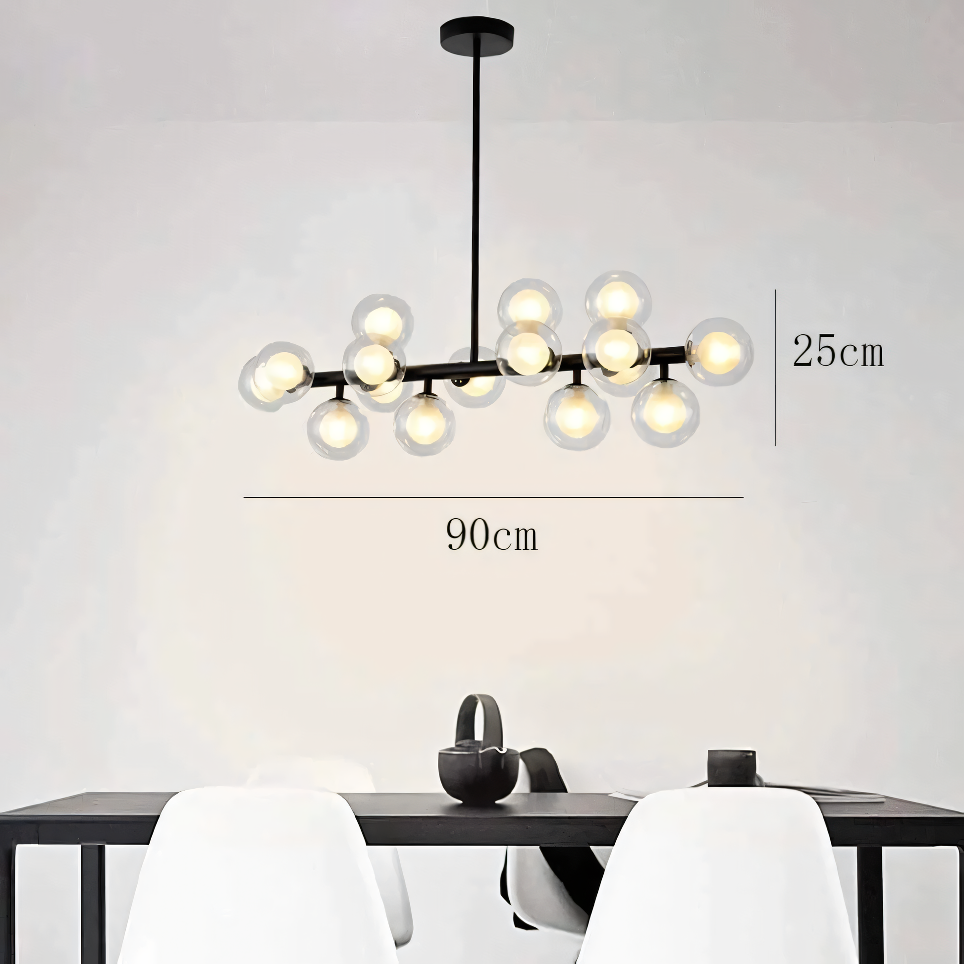 Cascading crystal pendants catching and refracting the light