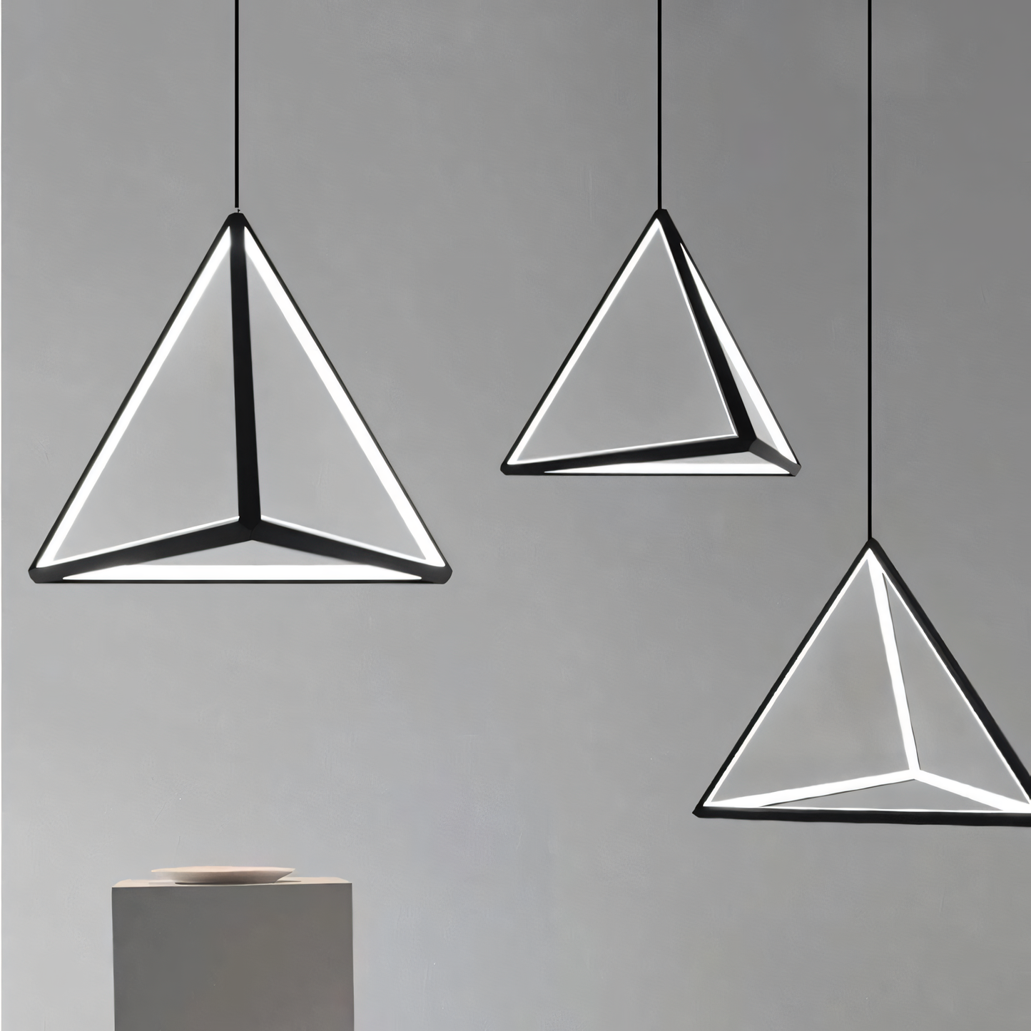 Stunning Modern Geometric Triangle Chandelier in High-End Mall