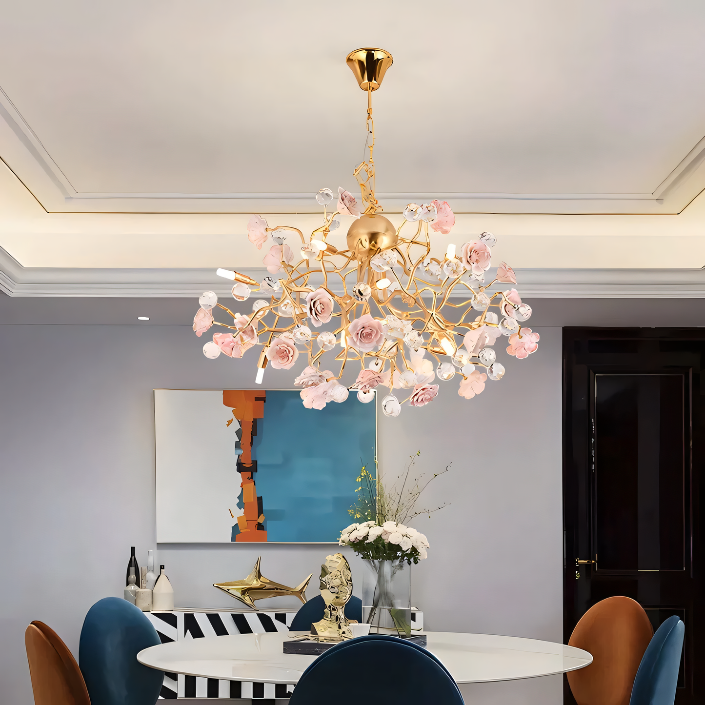 Captivating Modern Crystal Rosea Rosa Chandelier