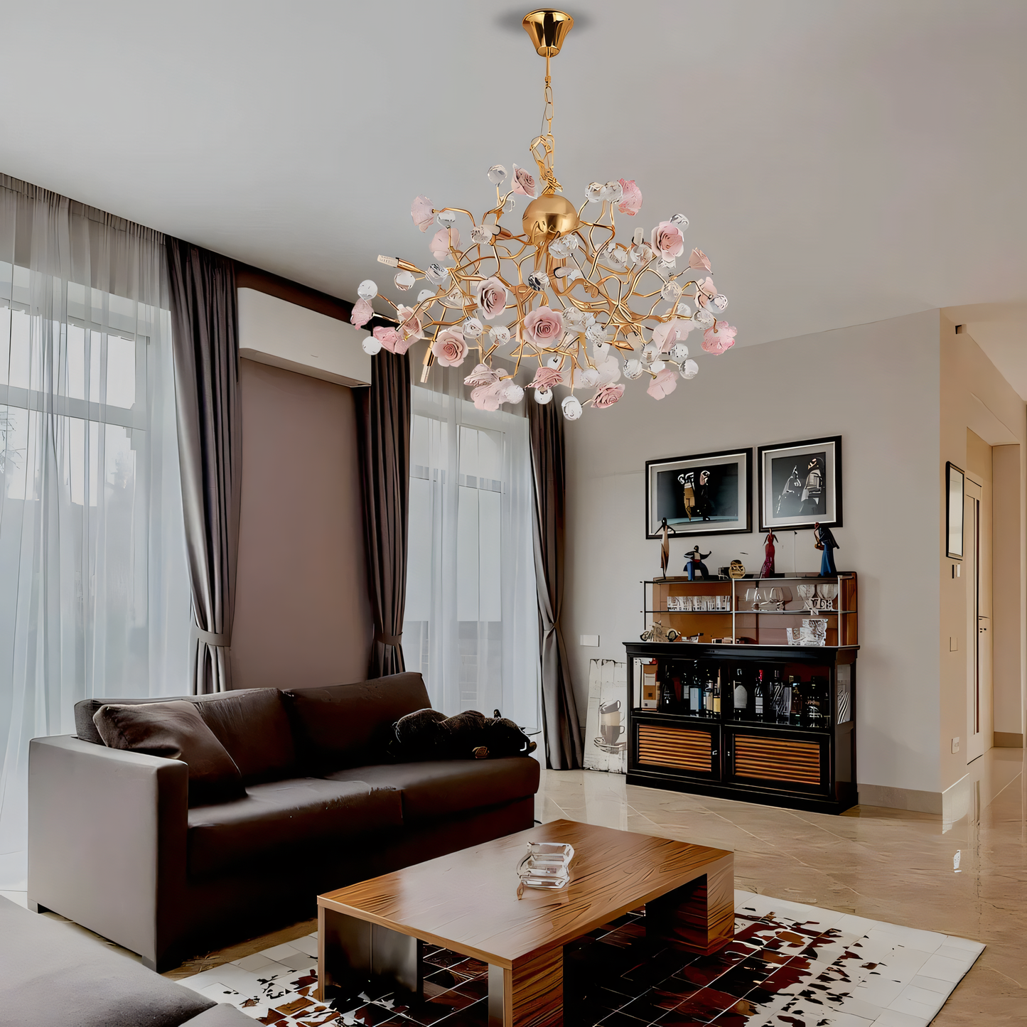 Warm Rosy Glow of Rosea Rosa Pendant Chandelier