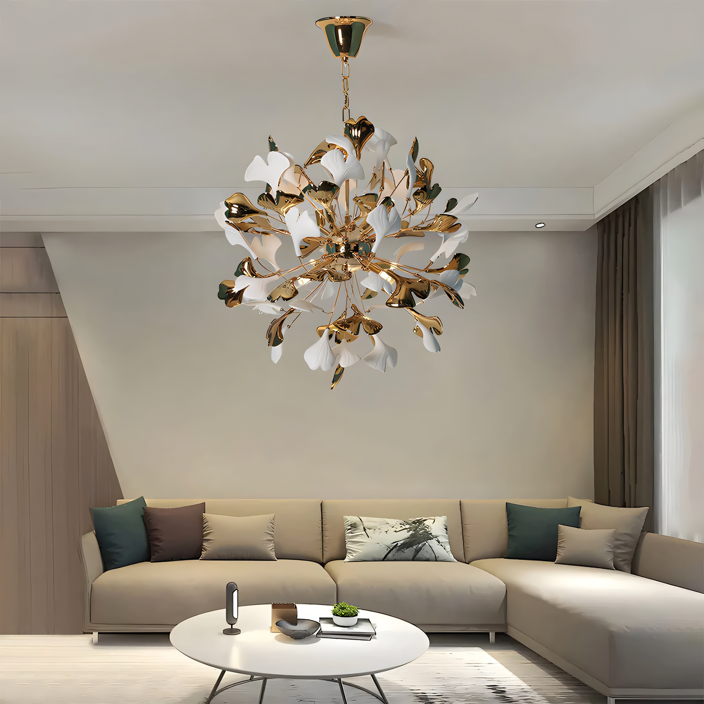 Beautiful Ceramic Gingko Leaf Chandelier Lighting