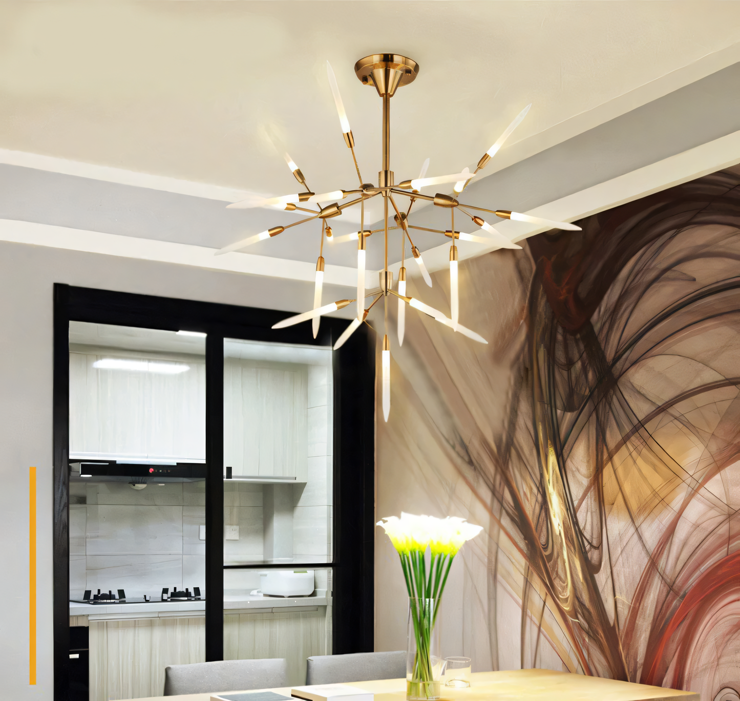 Opulent foyer chandelier with captivating glass spike display