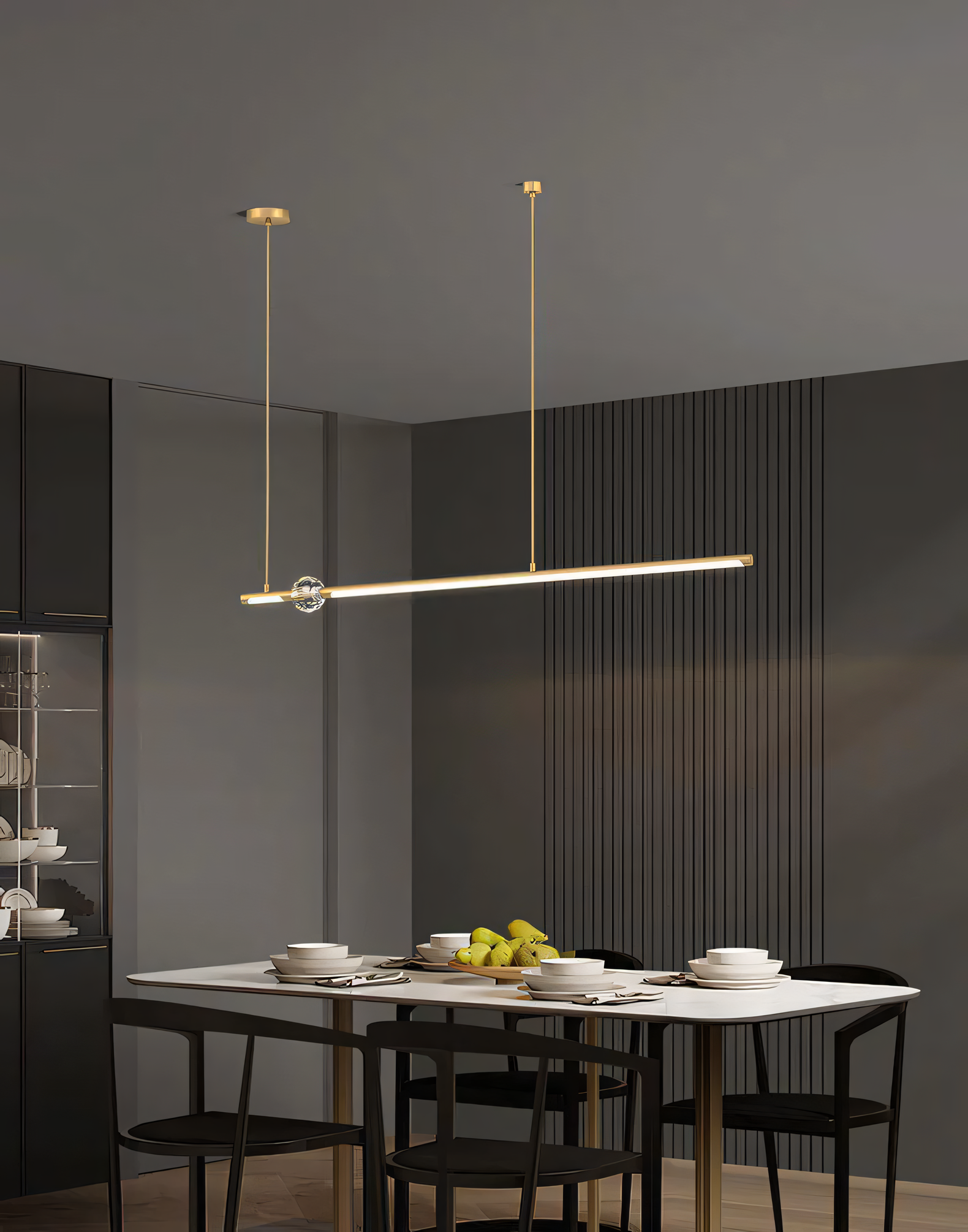 Adjustable Hanging Chandelier: Customizable for various ceiling heights and rooms.