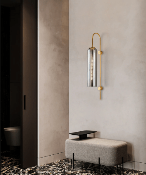 Exquisite wall lamp, ethereal glass glow, journey of self-discovery.