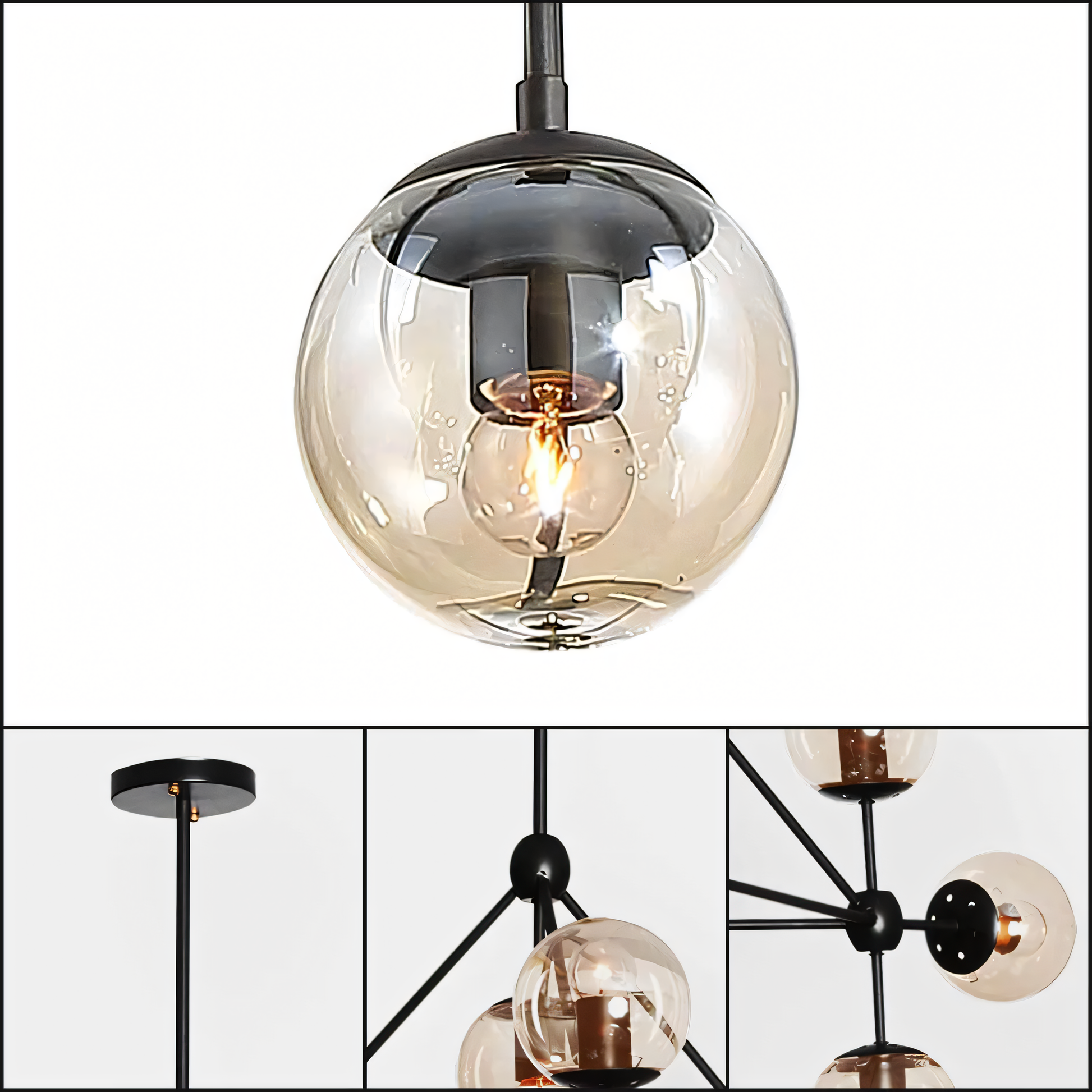 Intersecting glass panels of the Sparta Chandelier