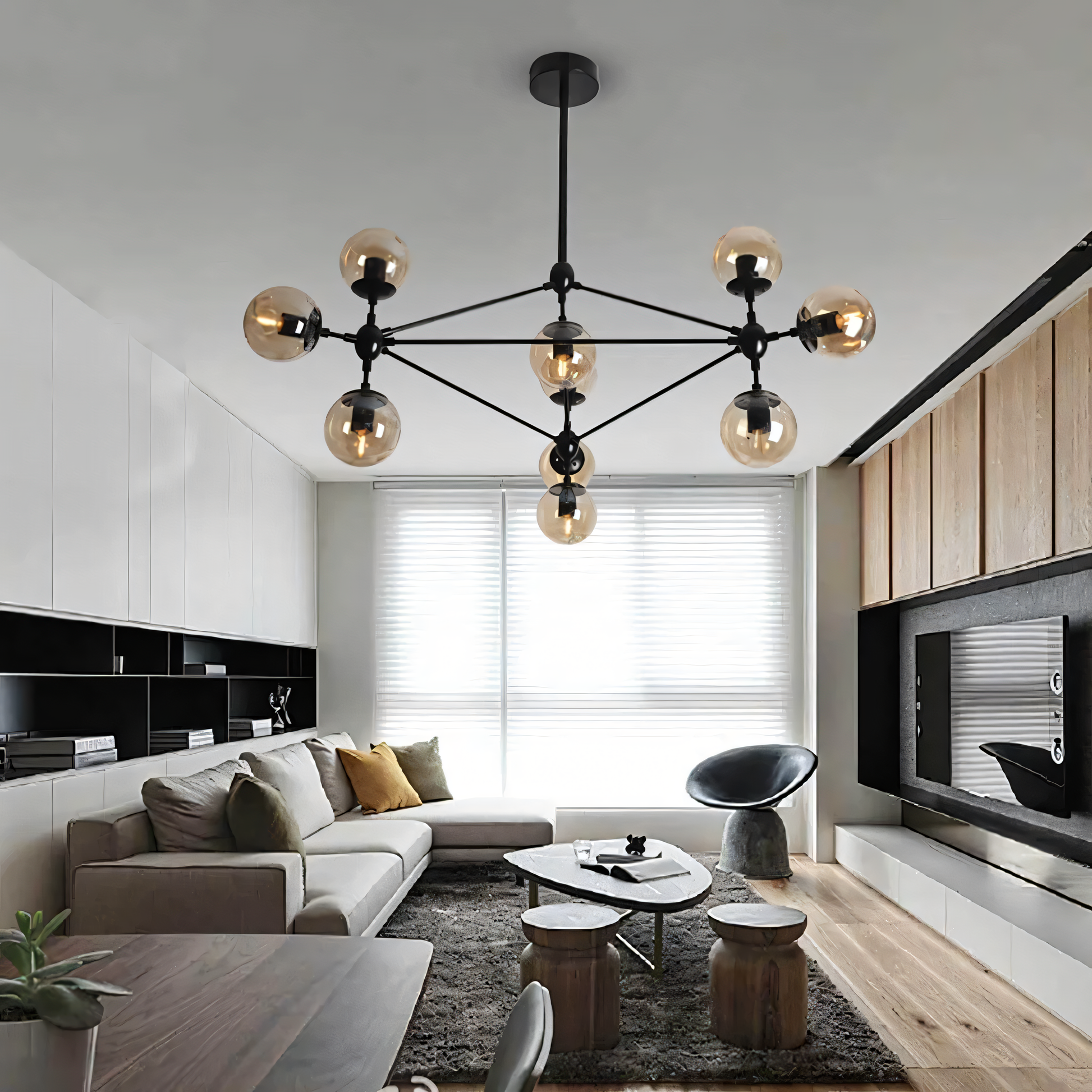 Sleek, black metal frame blending with classic elements