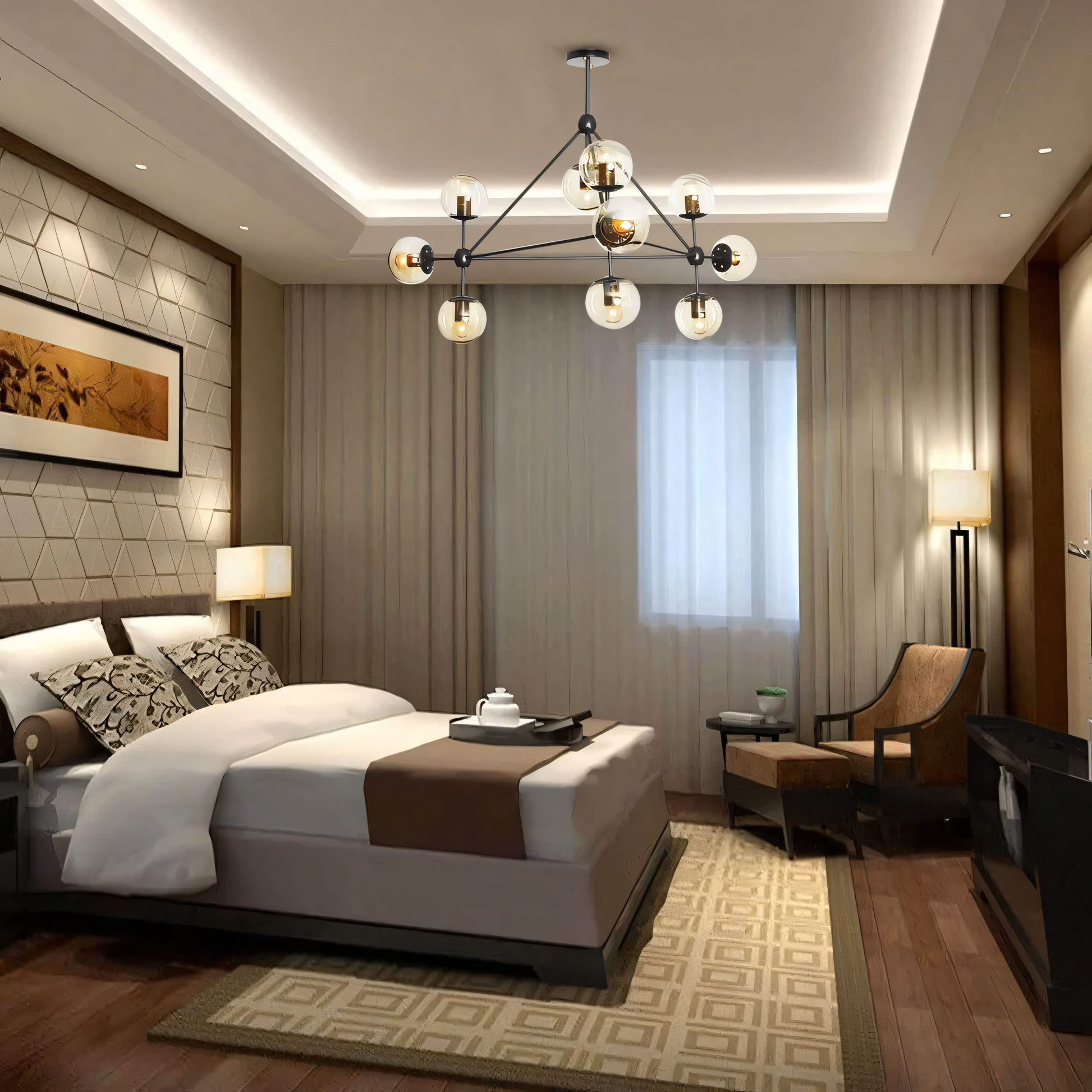 Warm, inviting glow of the strategically placed LED lighting