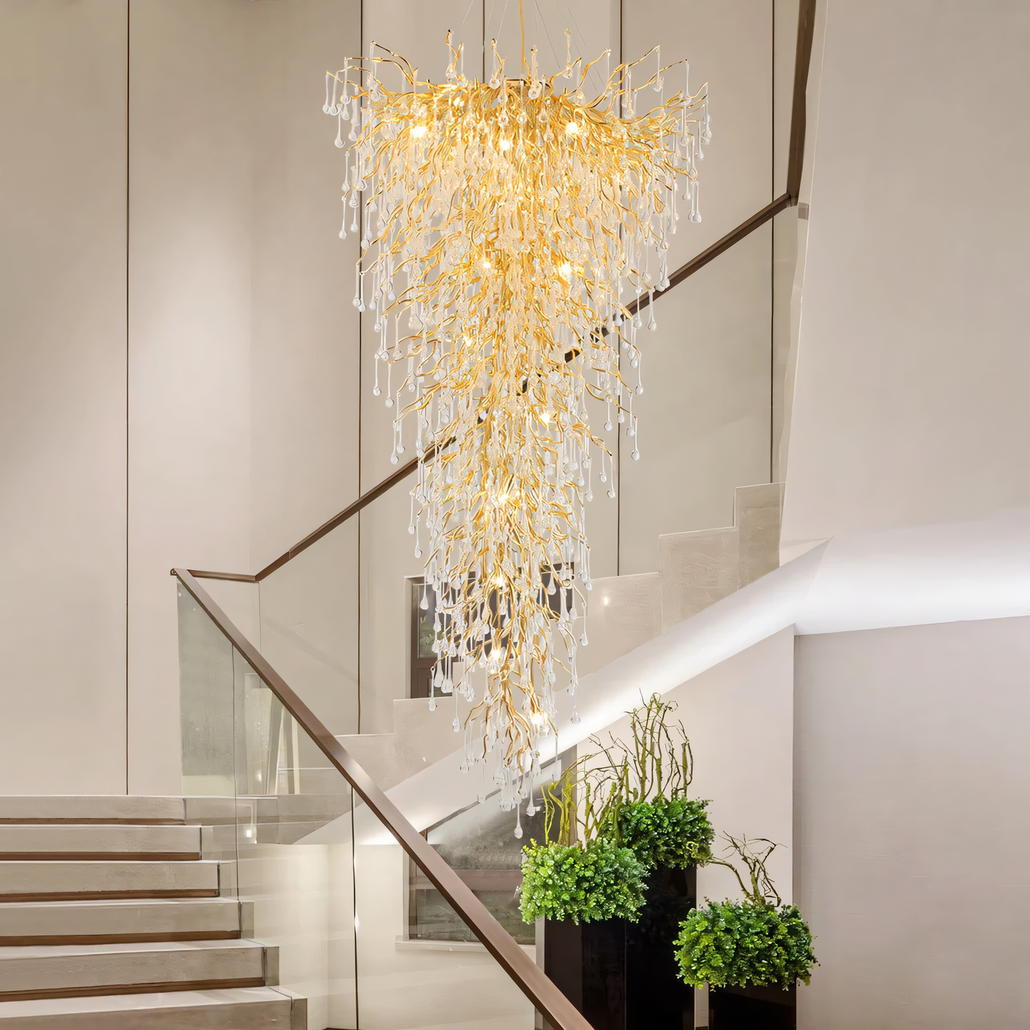 Captivating double-height chandelier for luxury apartment