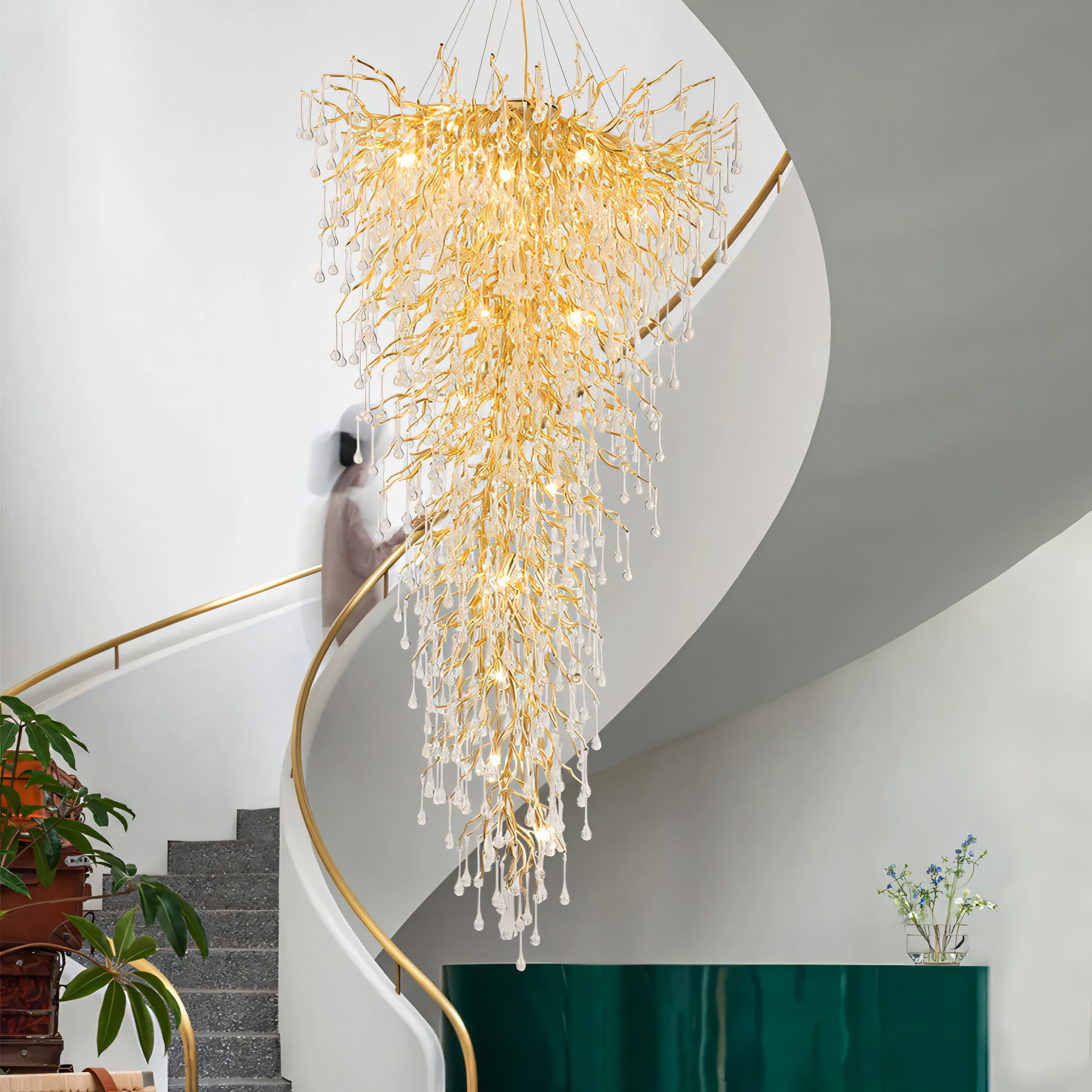 Adjustable hanging chandelier with customizable height