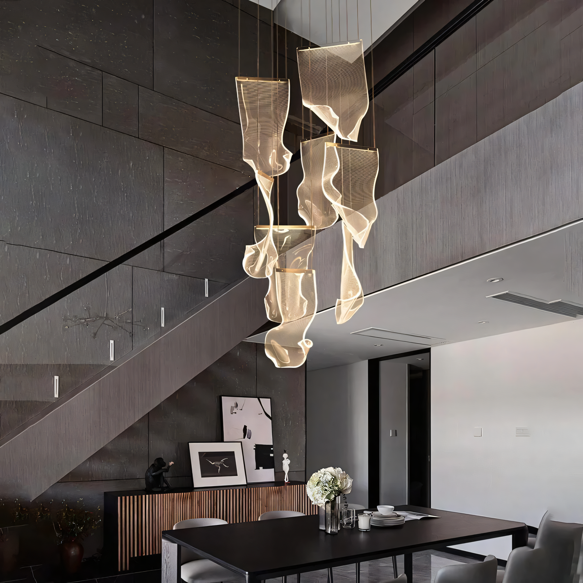 Stunning Three-Dimensional Acrylic Chandelier
