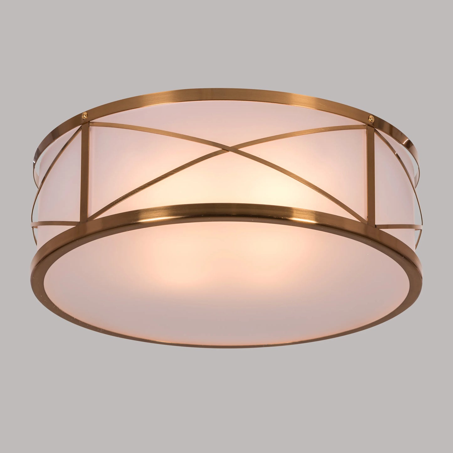 Gold ceiling light creating a glamorous focal point.