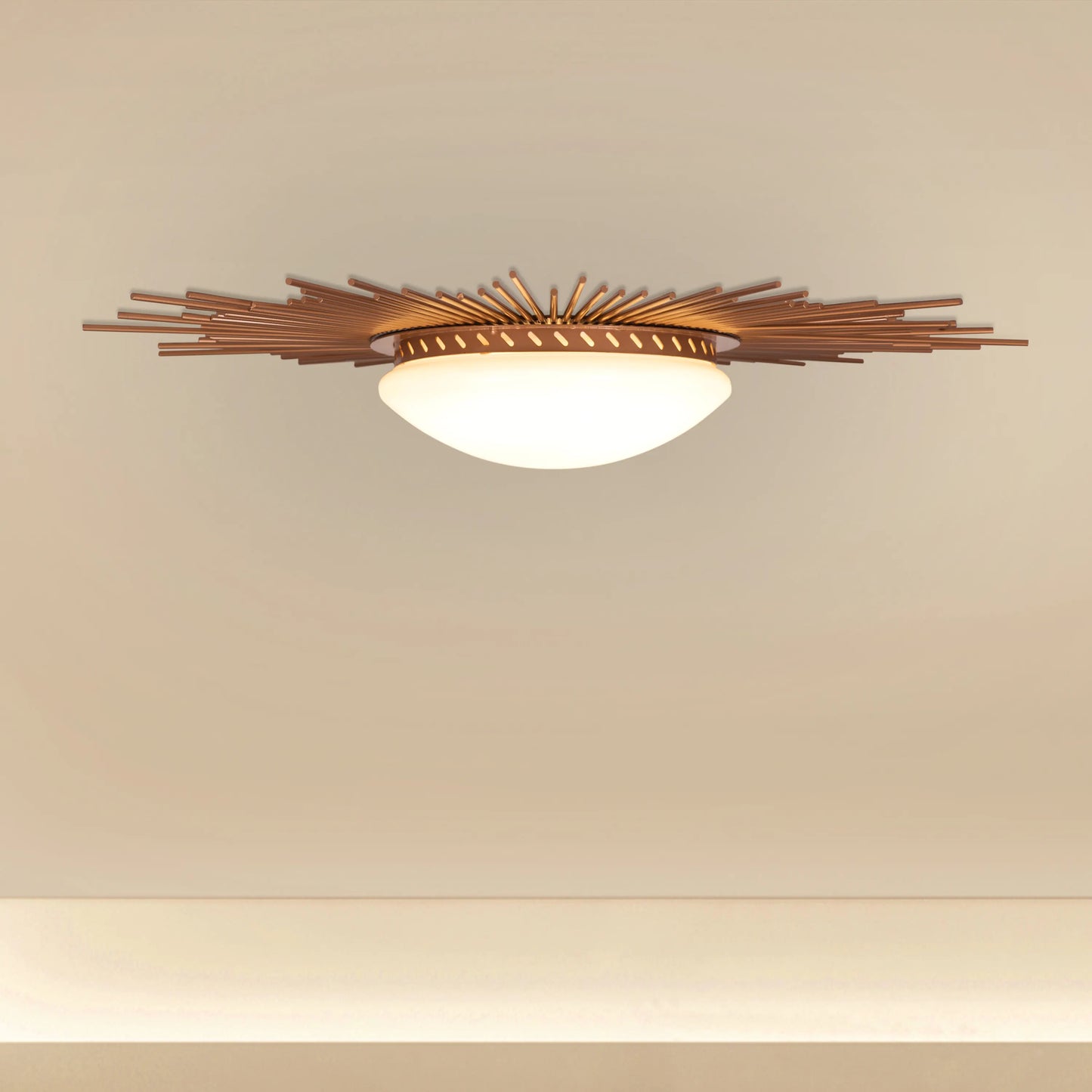Sunshine Gold Ceiling Light with circular design, featuring 3 Color LED technology offering warm, natural, and cool white illumination options in a luxurious gold finish.