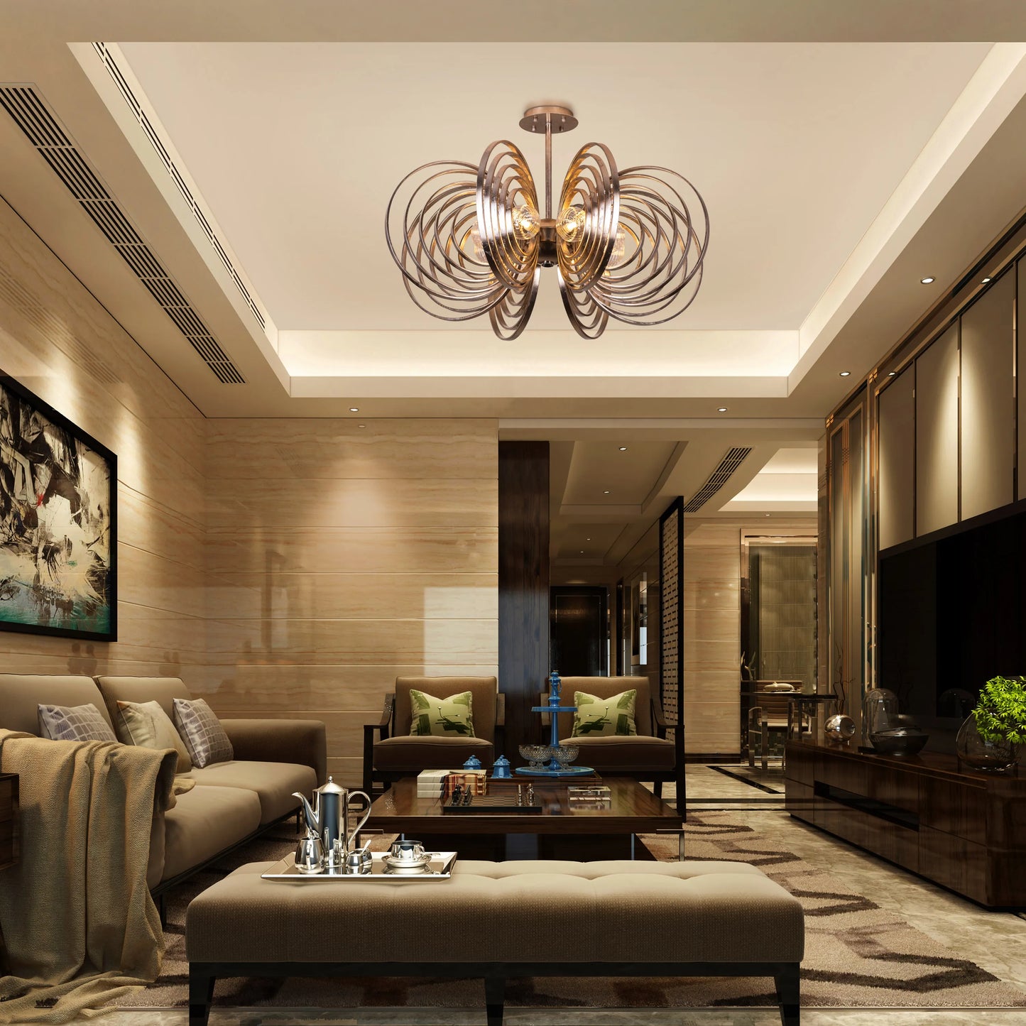 Time To Shine (Large, Antique Foil Gilded) Ceiling Light