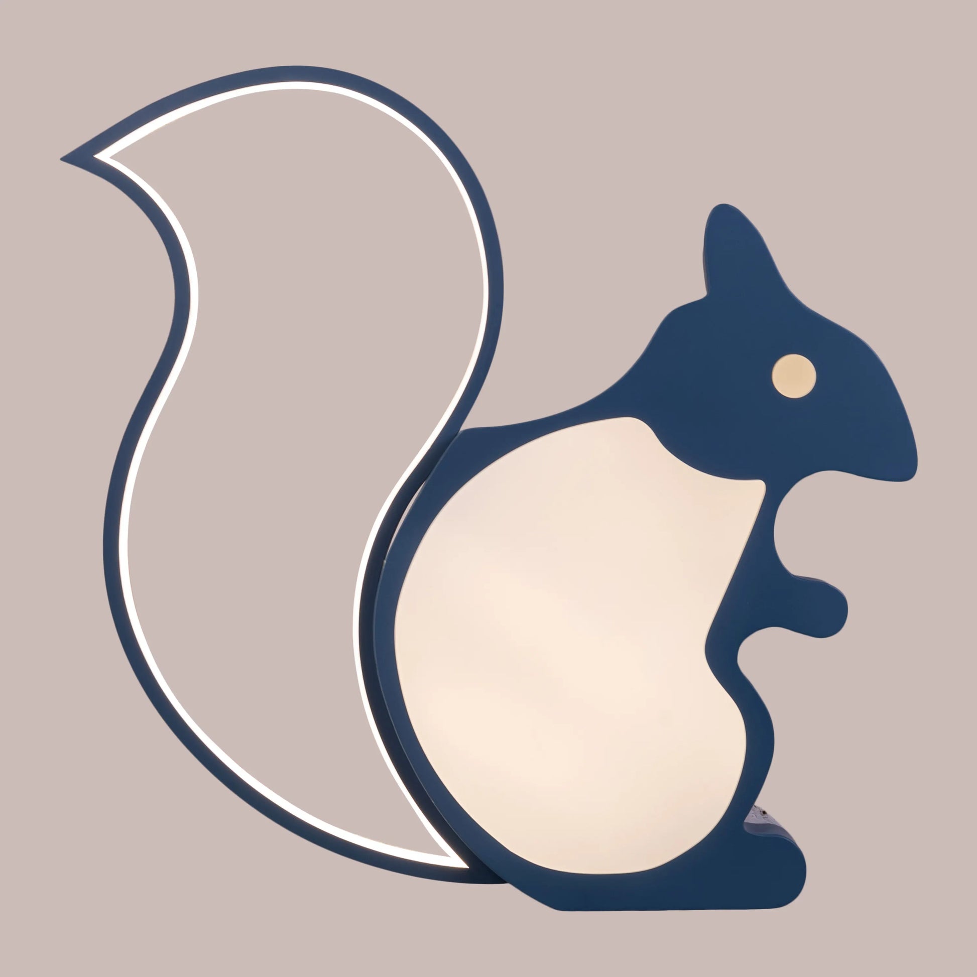 Blue squirrel-shaped LED ceiling light with remote control for kid's room