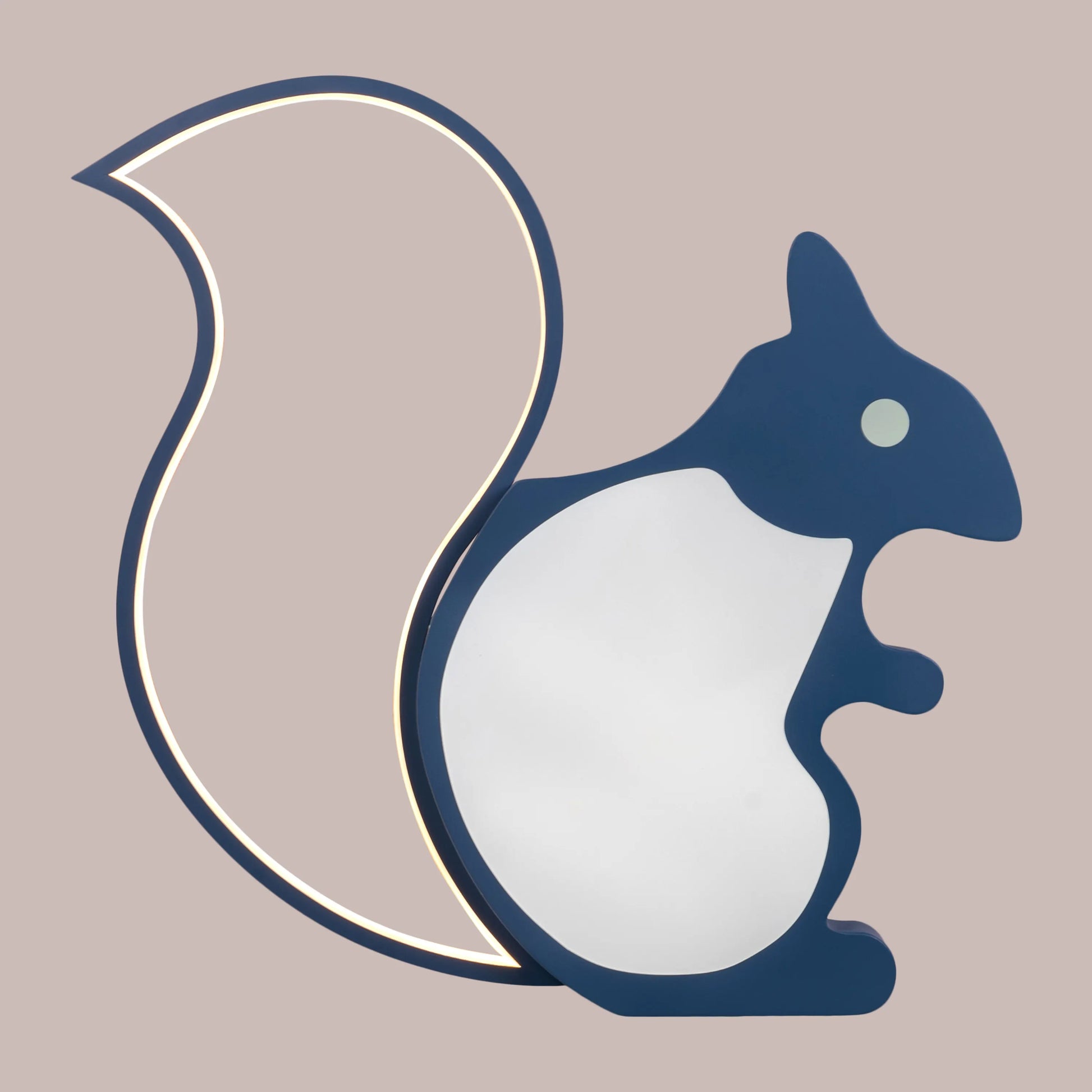 Blue squirrel-shaped LED ceiling light with remote control for kid's room