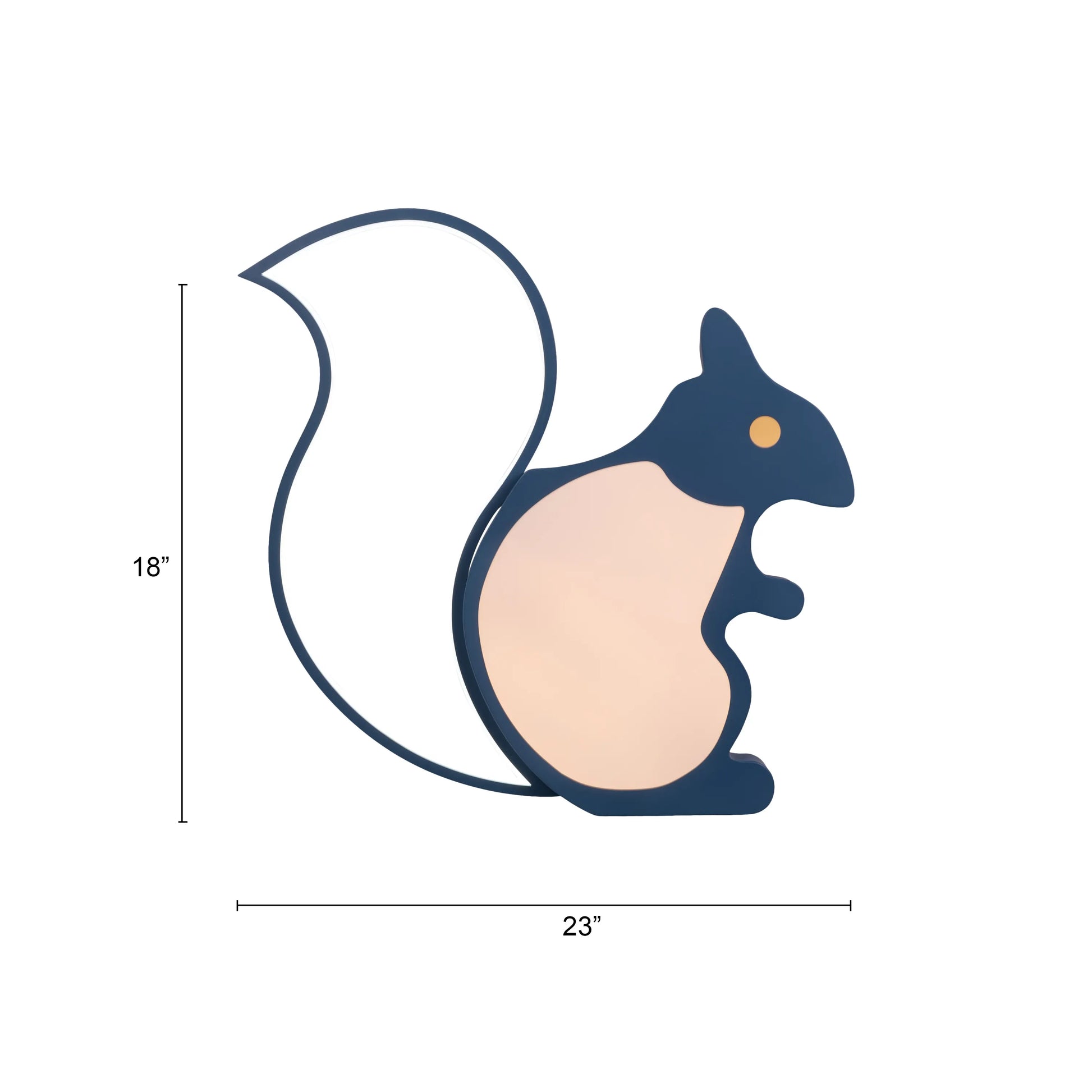 Blue squirrel-shaped LED ceiling light with remote control for kid's room