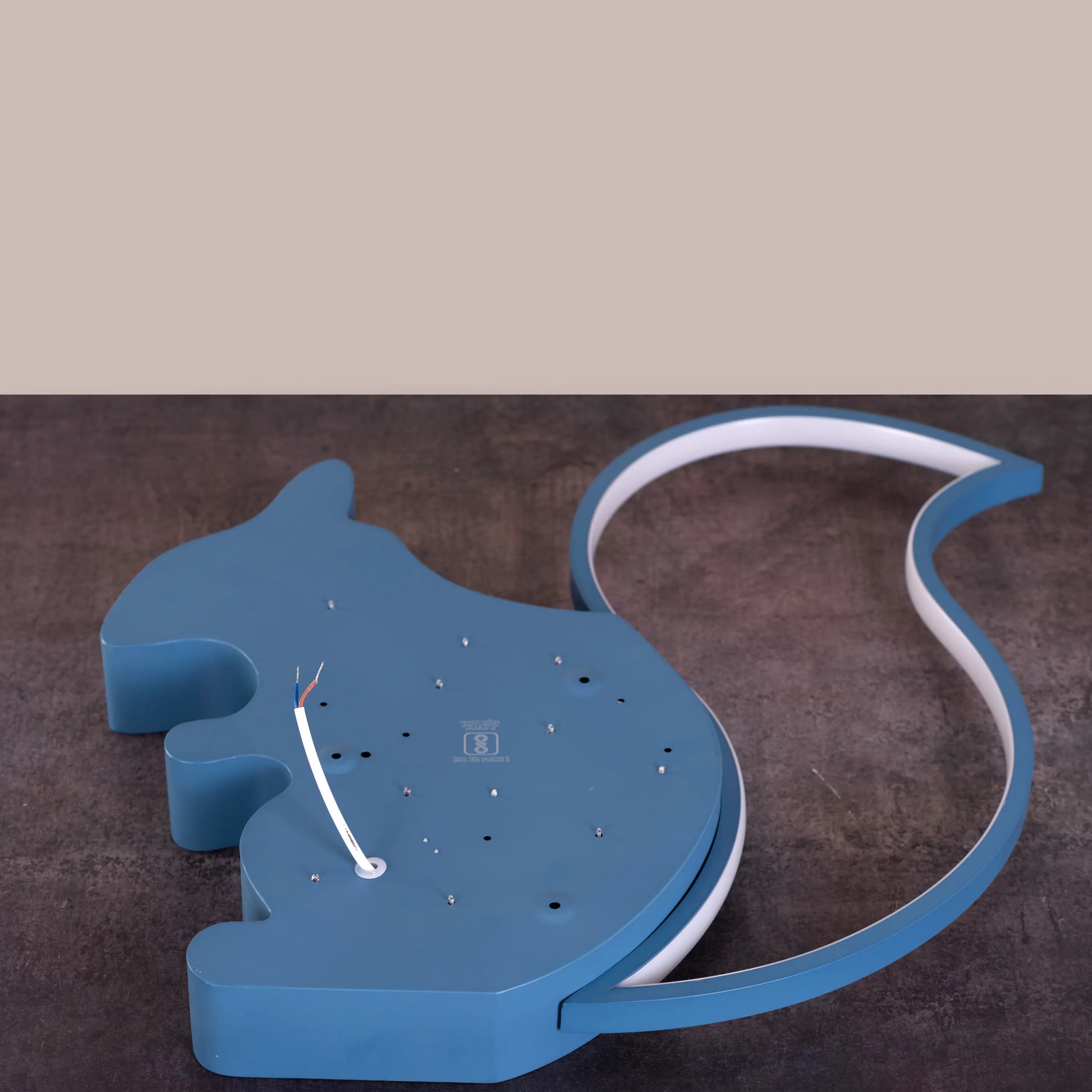 Blue squirrel-shaped LED ceiling light with remote control for kid's room