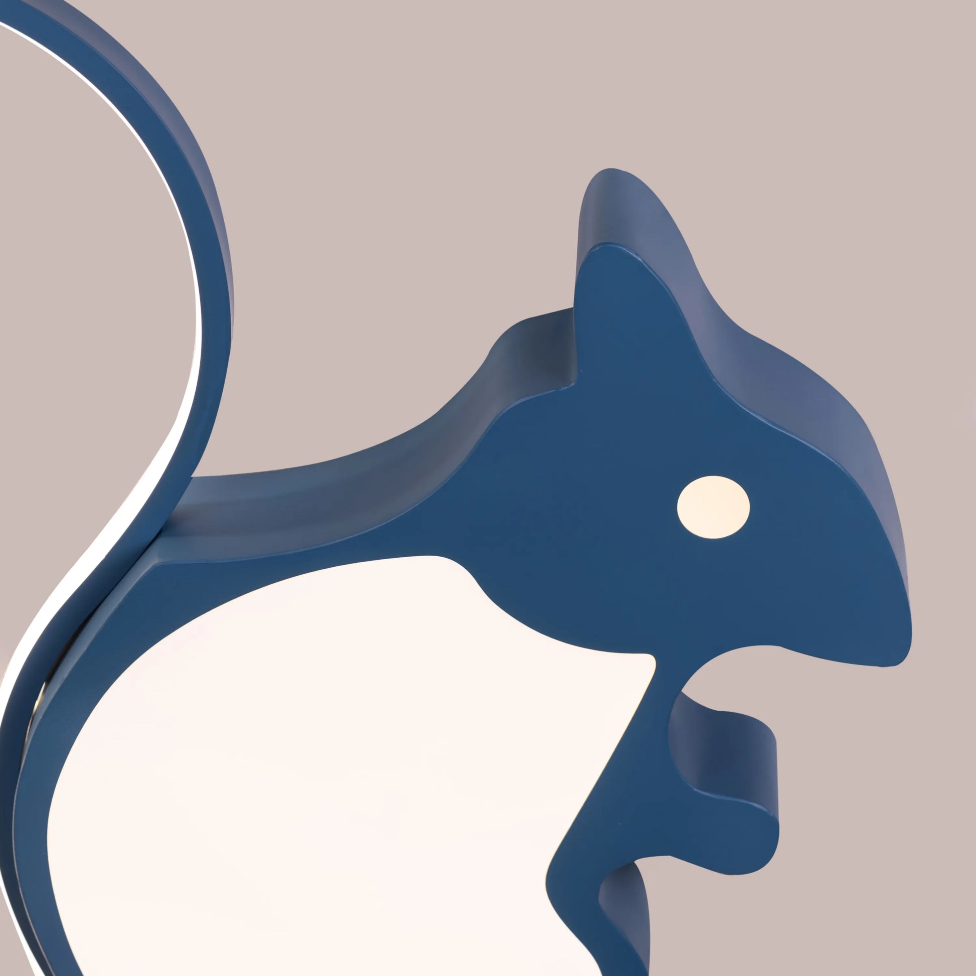 Blue squirrel-shaped LED ceiling light with remote control for kid's room