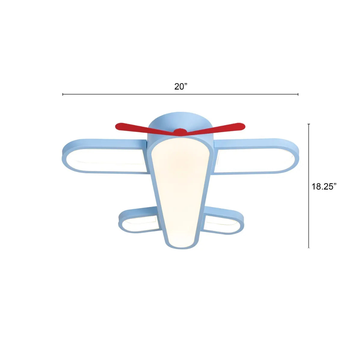 Blue airplane-themed LED ceiling light with remote control for kid's room
